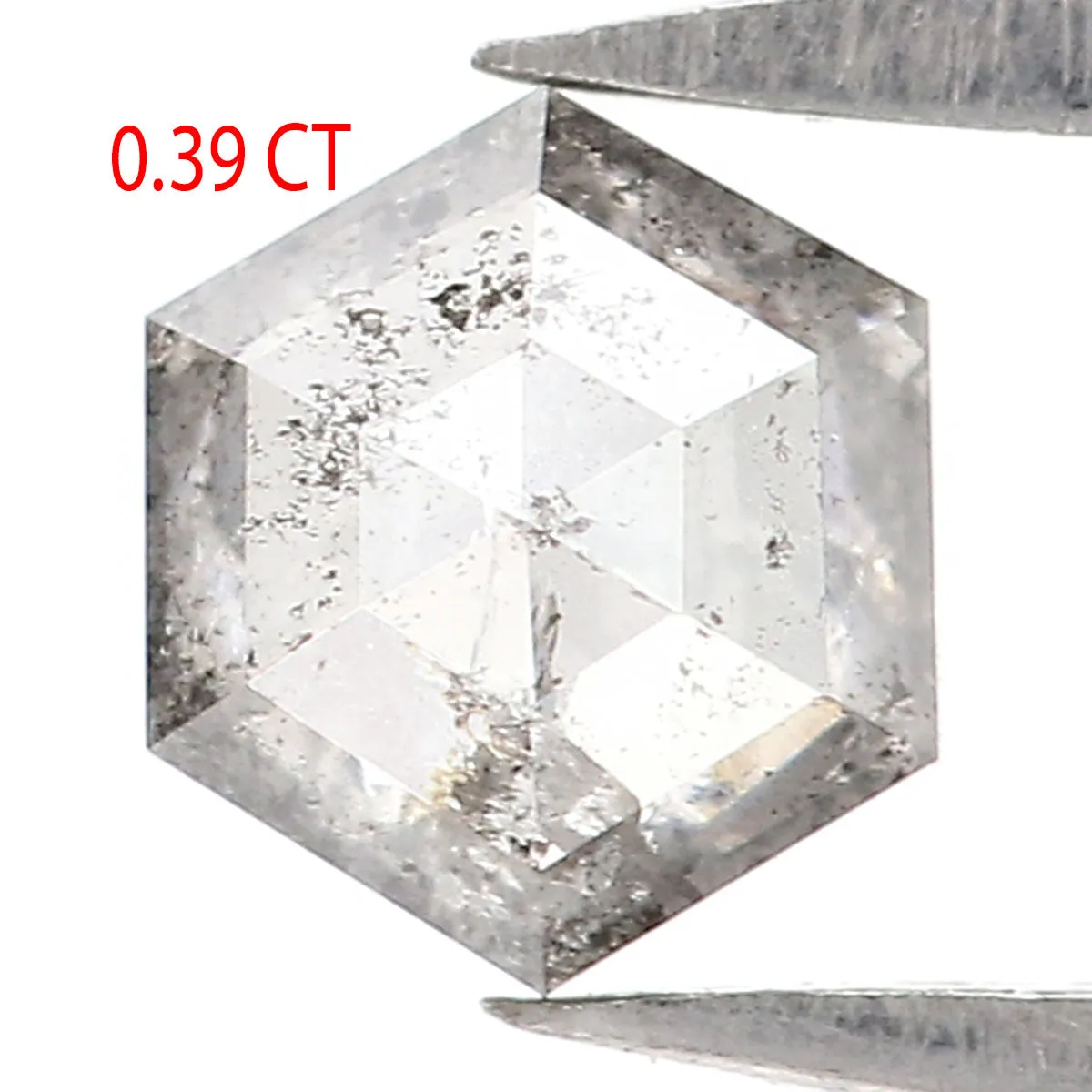 0.39 Ct Natural Loose Hexagon Shape Diamond Salt And Pepper Hexagon Cut Diamond 5.10 MM Natural Grey Diamond Hexagon Rose Cut Di