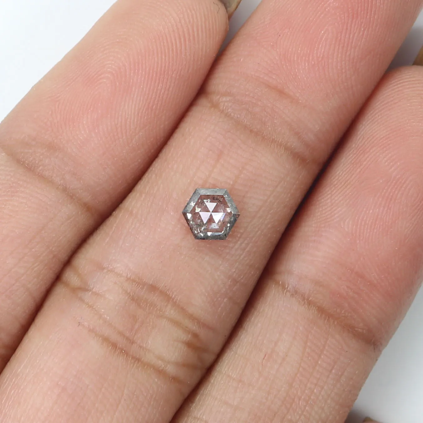 0.39 Ct Natural Loose Hexagon Shape Diamond Salt And Pepper Hexagon Cut Diamond 5.10 MM Natural Grey Diamond Hexagon Rose Cut Di