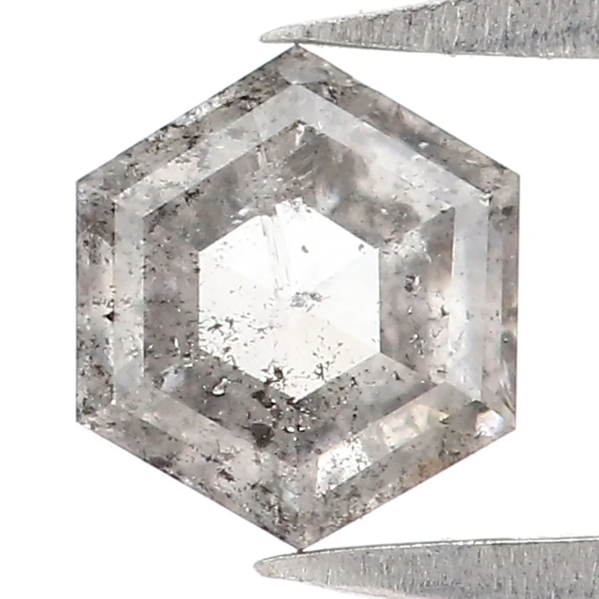 0.39 Ct Natural Loose Hexagon Shape Diamond Salt And Pepper Hexagon Cut Diamond 5.10 MM Natural Grey Diamond Hexagon Rose Cut Di