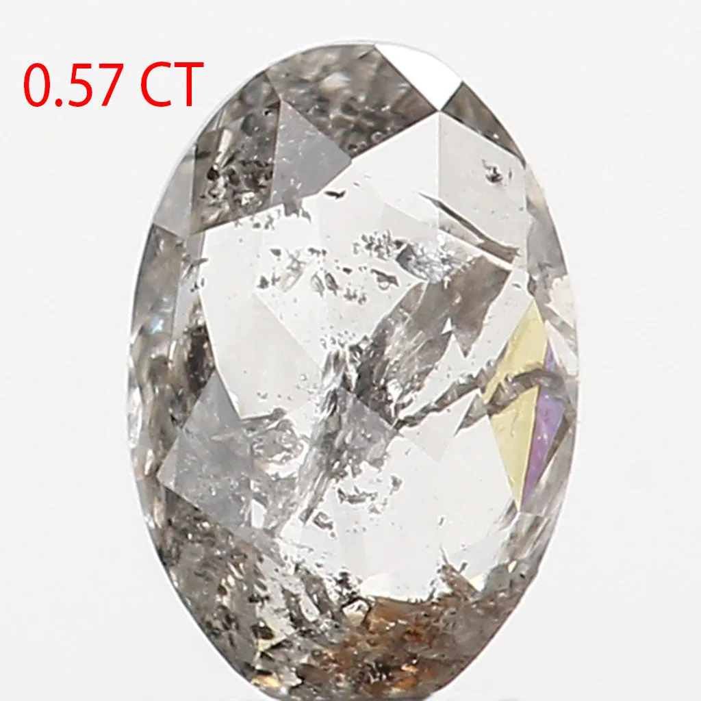 0.57 Ct Natural Loose Oval Shape Diamond Black Grey Color Oval Cut Diamond 6.45 MM Natural Loose Salt And Pepper Oval Shape Diam