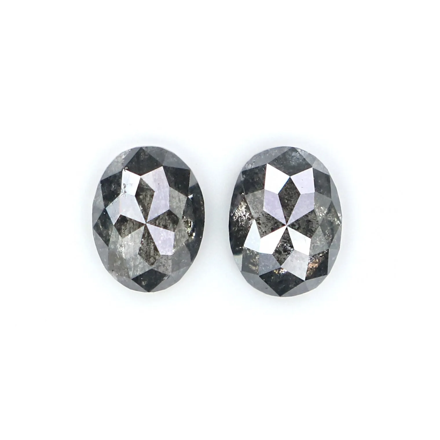 0.60 CT Natural Loose Oval Pair Diamond Black Grey Color Oval Cut Diamond 4.75 MM Salt And Pepper Oval Diamond Oval Cut Pair Dia