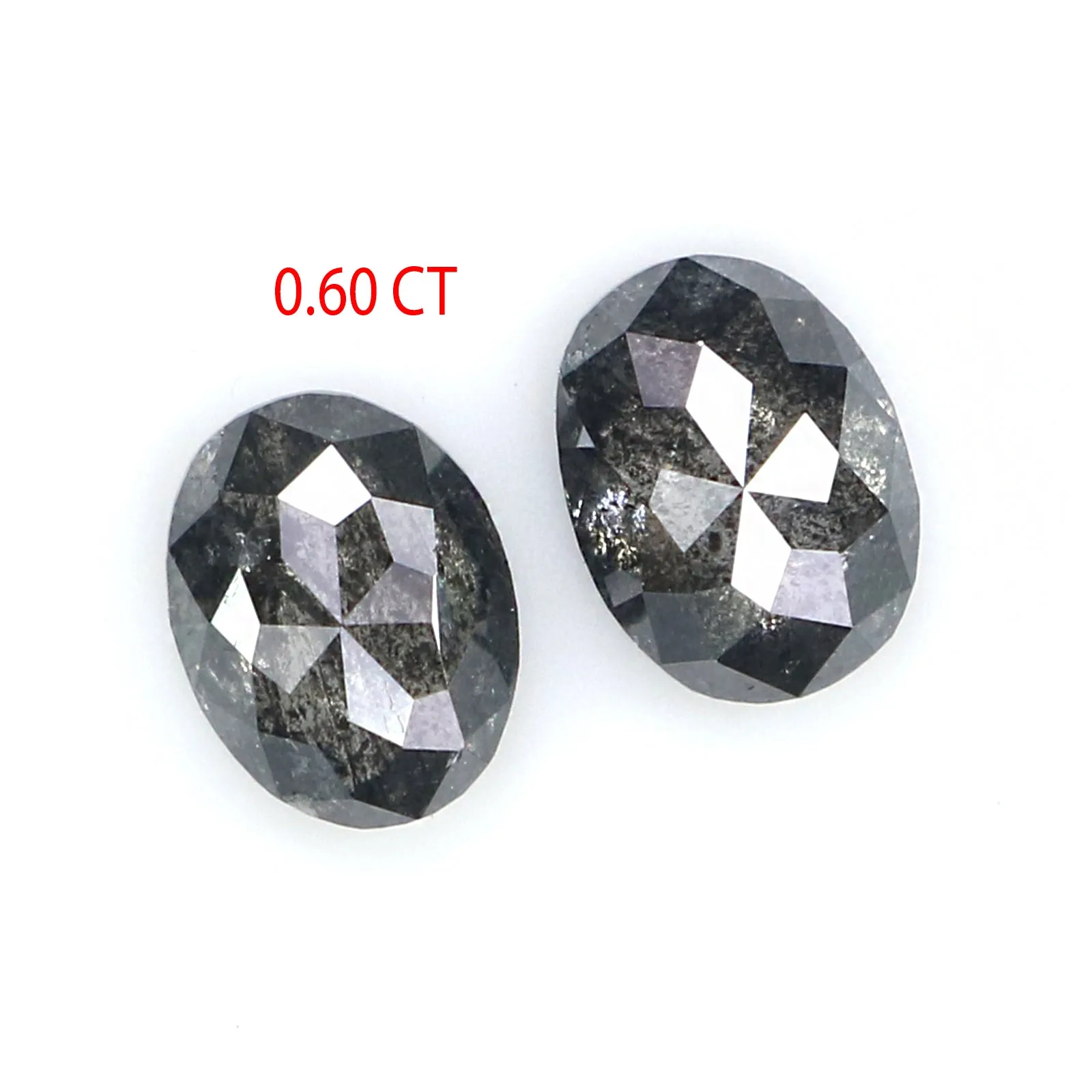 0.60 CT Natural Loose Oval Pair Diamond Black Grey Color Oval Cut Diamond 4.75 MM Salt And Pepper Oval Diamond Oval Cut Pair Dia