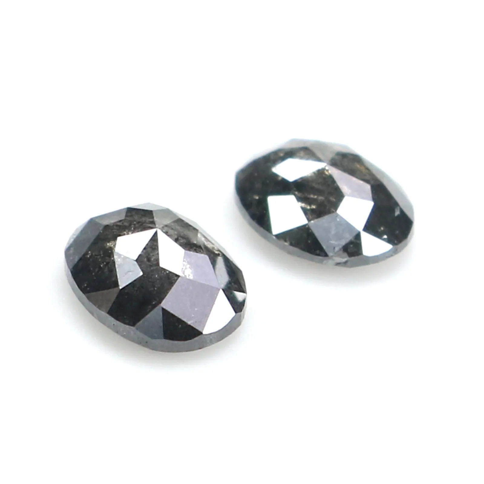 0.60 CT Natural Loose Oval Pair Diamond Black Grey Color Oval Cut Diamond 4.75 MM Salt And Pepper Oval Diamond Oval Cut Pair Dia