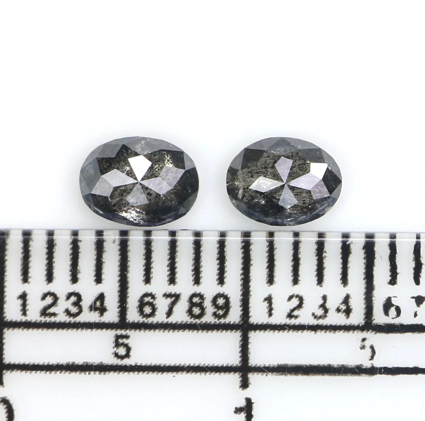 0.60 CT Natural Loose Oval Pair Diamond Black Grey Color Oval Cut Diamond 4.75 MM Salt And Pepper Oval Diamond Oval Cut Pair Dia