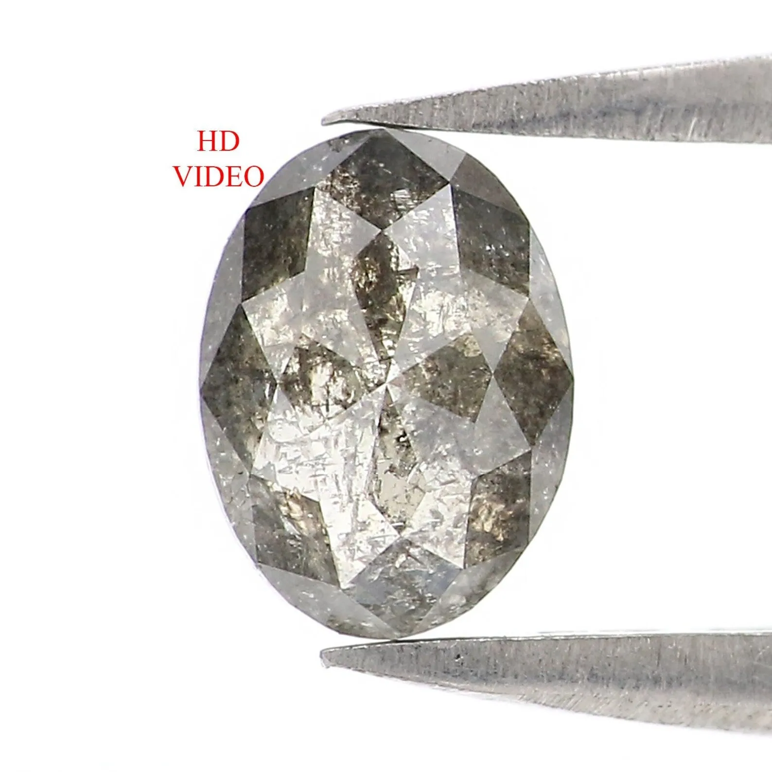 0.68 Ct Natural Loose Oval Shape Diamond Salt And Pepper Oval Cut Diamond 6.50 MM Natural Loose Diamond Oval Shape Rose Cut Diam