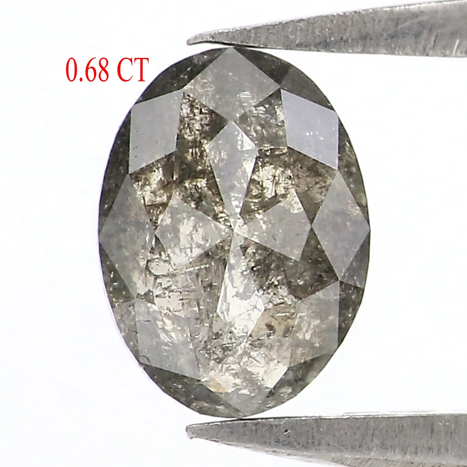 0.68 Ct Natural Loose Oval Shape Diamond Salt And Pepper Oval Cut Diamond 6.50 MM Natural Loose Diamond Oval Shape Rose Cut Diam