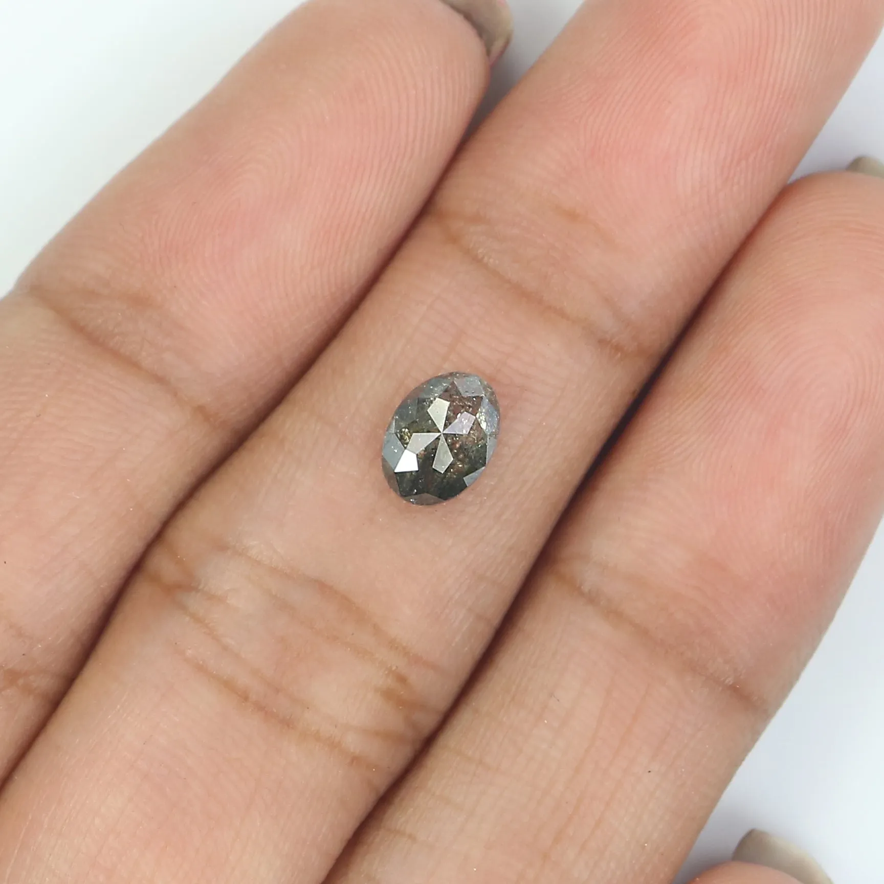 0.68 Ct Natural Loose Oval Shape Diamond Salt And Pepper Oval Cut Diamond 6.50 MM Natural Loose Diamond Oval Shape Rose Cut Diam