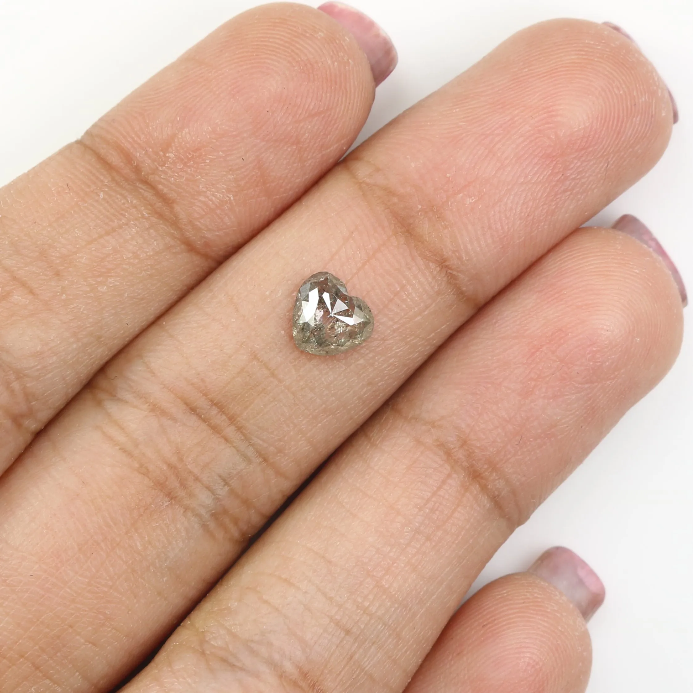 0.69 Ct Natural Loose Heart Shape Diamond Salt And Pepper Diamond 5.60 MM Natural Diamond Black Grey Color Heart Rose Cut Diamon