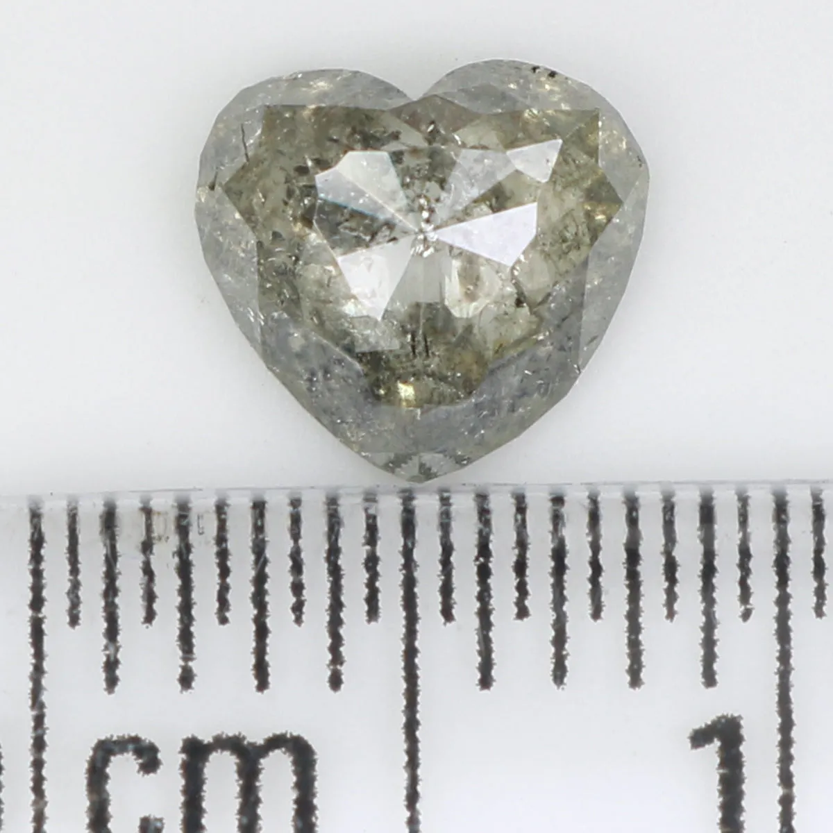 0.69 Ct Natural Loose Heart Shape Diamond Salt And Pepper Diamond 5.60 MM Natural Diamond Black Grey Color Heart Rose Cut Diamon