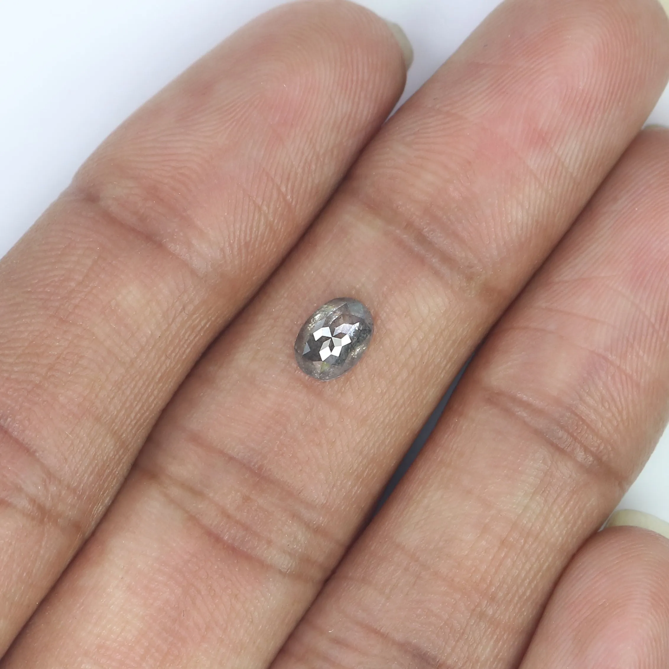 0.72 CT Natural Loose Oval Shape Diamond Salt And Pepper Oval Diamond 6.15 MM Natural Diamond Black Grey Color Oval Rose Cut Dia