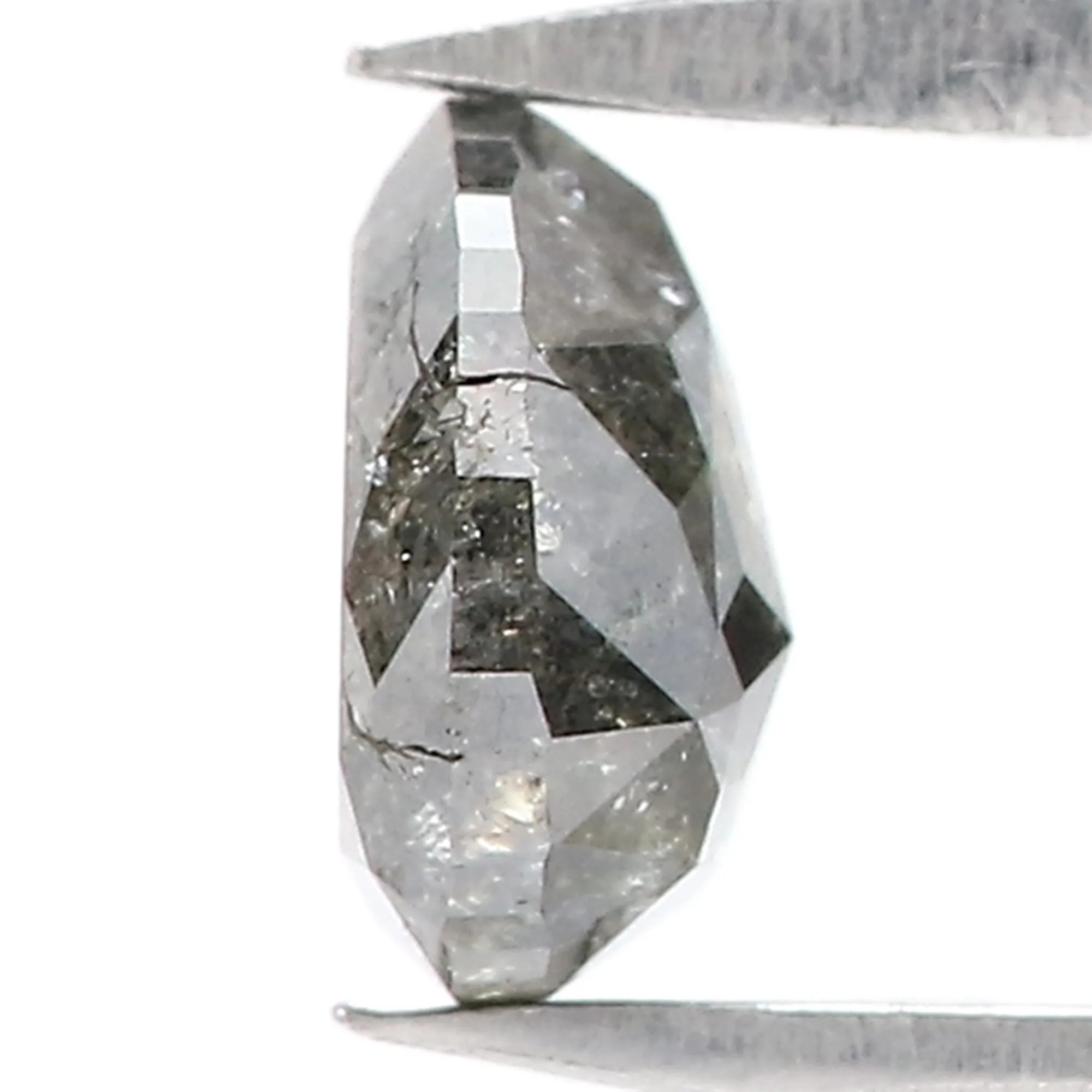 0.72 CT Natural Loose Pear Shape Diamond Salt And Pepper Pear Cut Diamond 5.95 MM Natural Loose Black Grey Pear Rose Cut Diamond