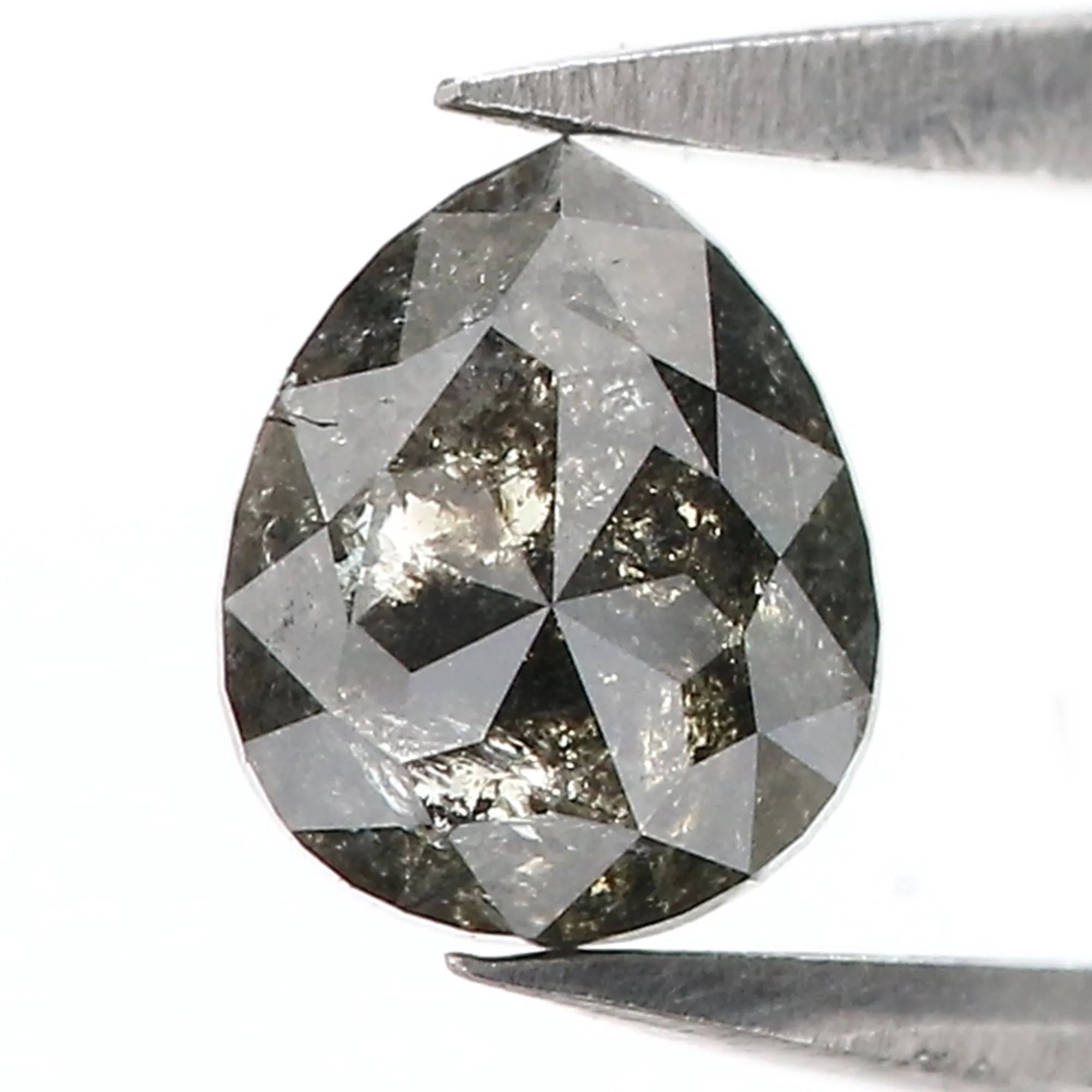 0.72 CT Natural Loose Pear Shape Diamond Salt And Pepper Pear Cut Diamond 5.95 MM Natural Loose Black Grey Pear Rose Cut Diamond