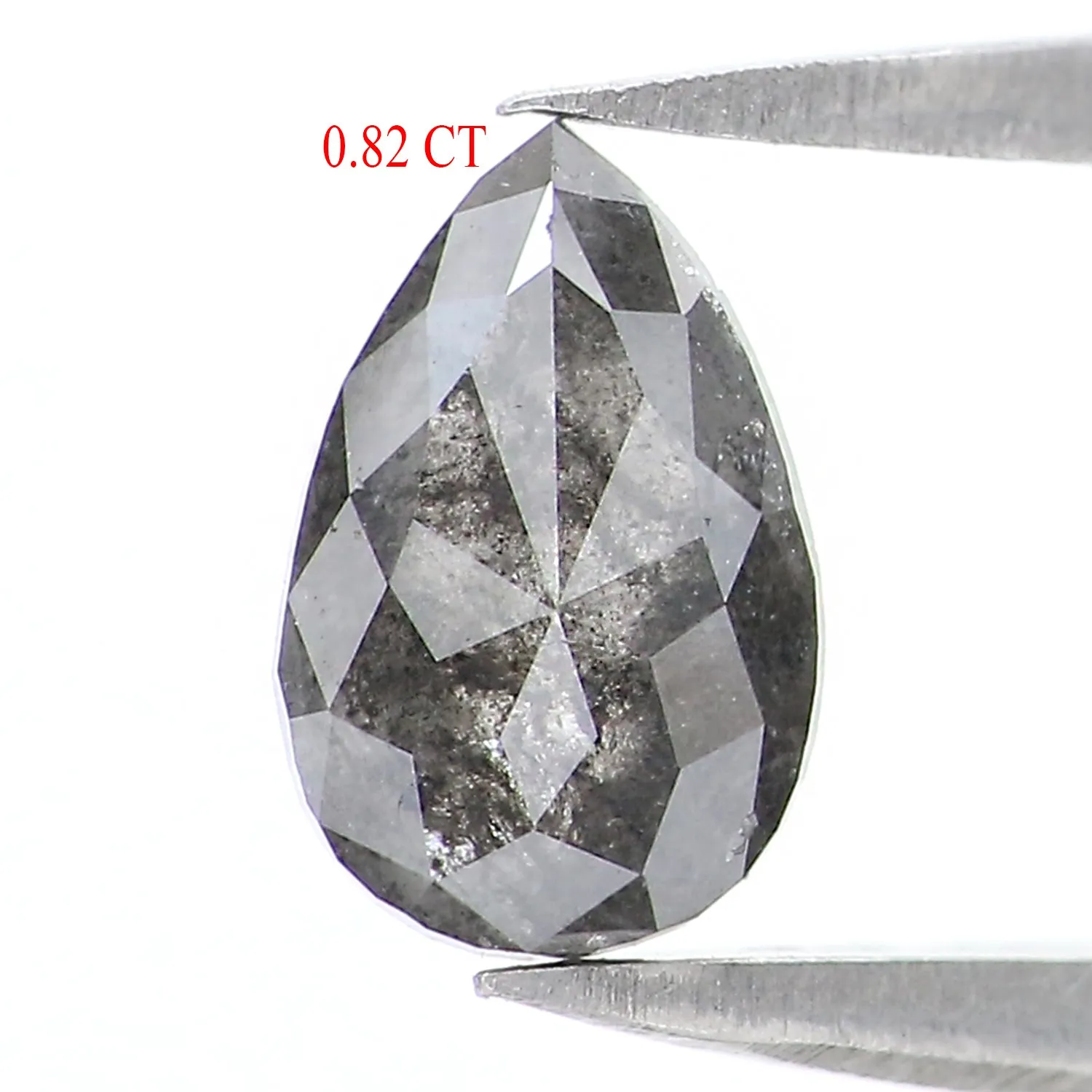 0.82 CT Natural Loose Pear Shape Diamond Salt And Pepper Pear Rose Cut Diamond 7.30 MM Black Grey Color Pear Shape Rose Cut Diam