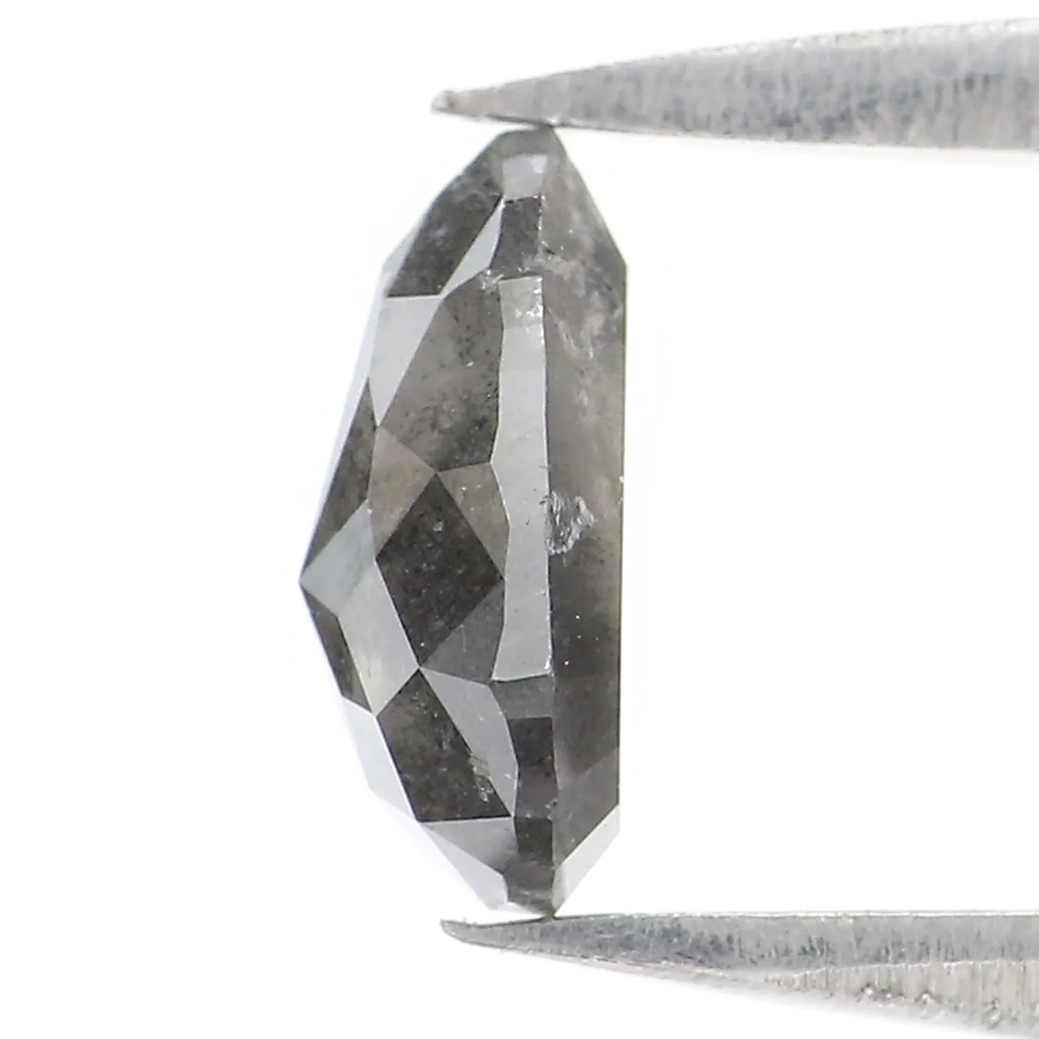 0.82 CT Natural Loose Pear Shape Diamond Salt And Pepper Pear Rose Cut Diamond 7.30 MM Black Grey Color Pear Shape Rose Cut Diam