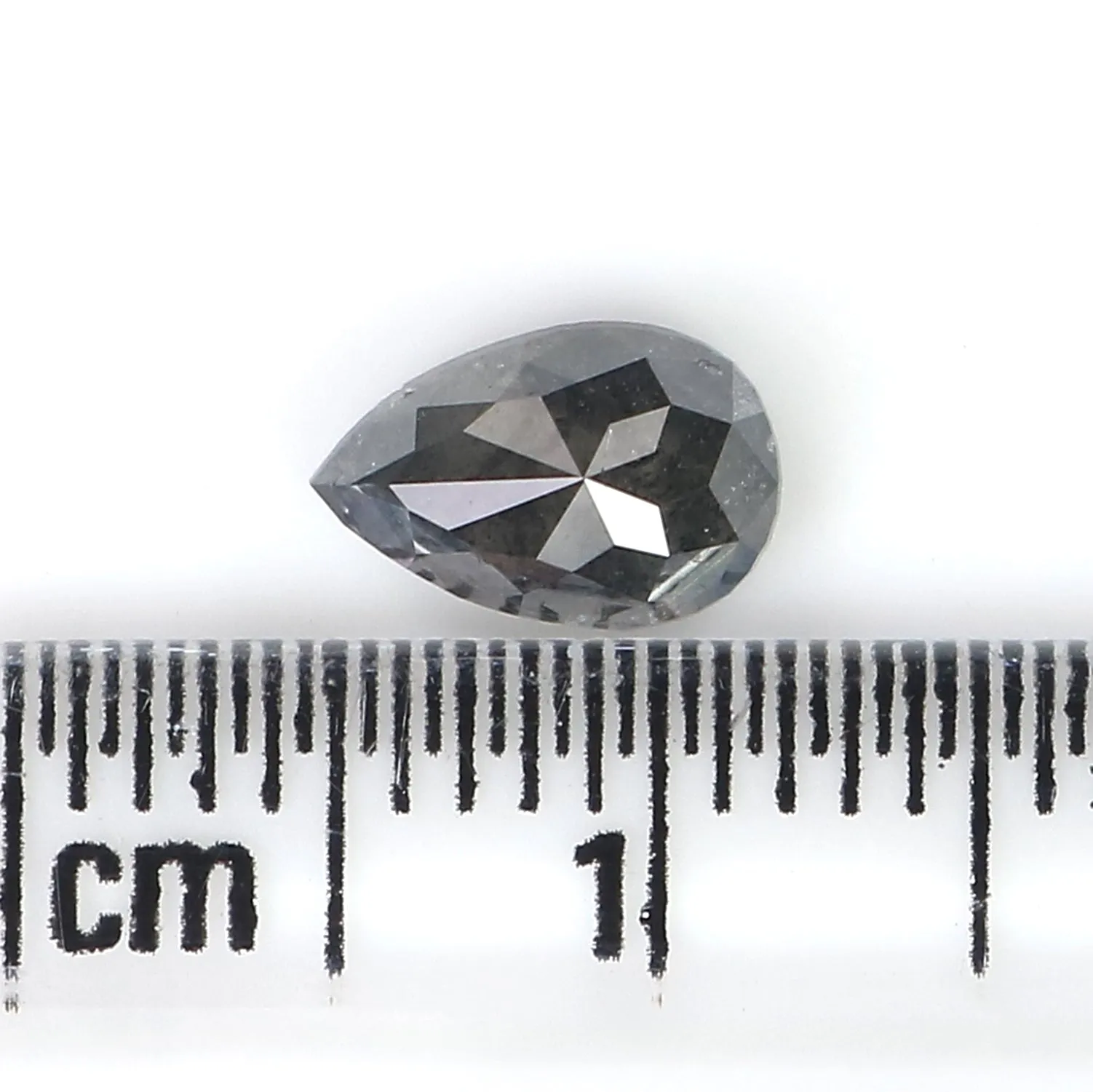 0.82 CT Natural Loose Pear Shape Diamond Salt And Pepper Pear Rose Cut Diamond 7.30 MM Black Grey Color Pear Shape Rose Cut Diam