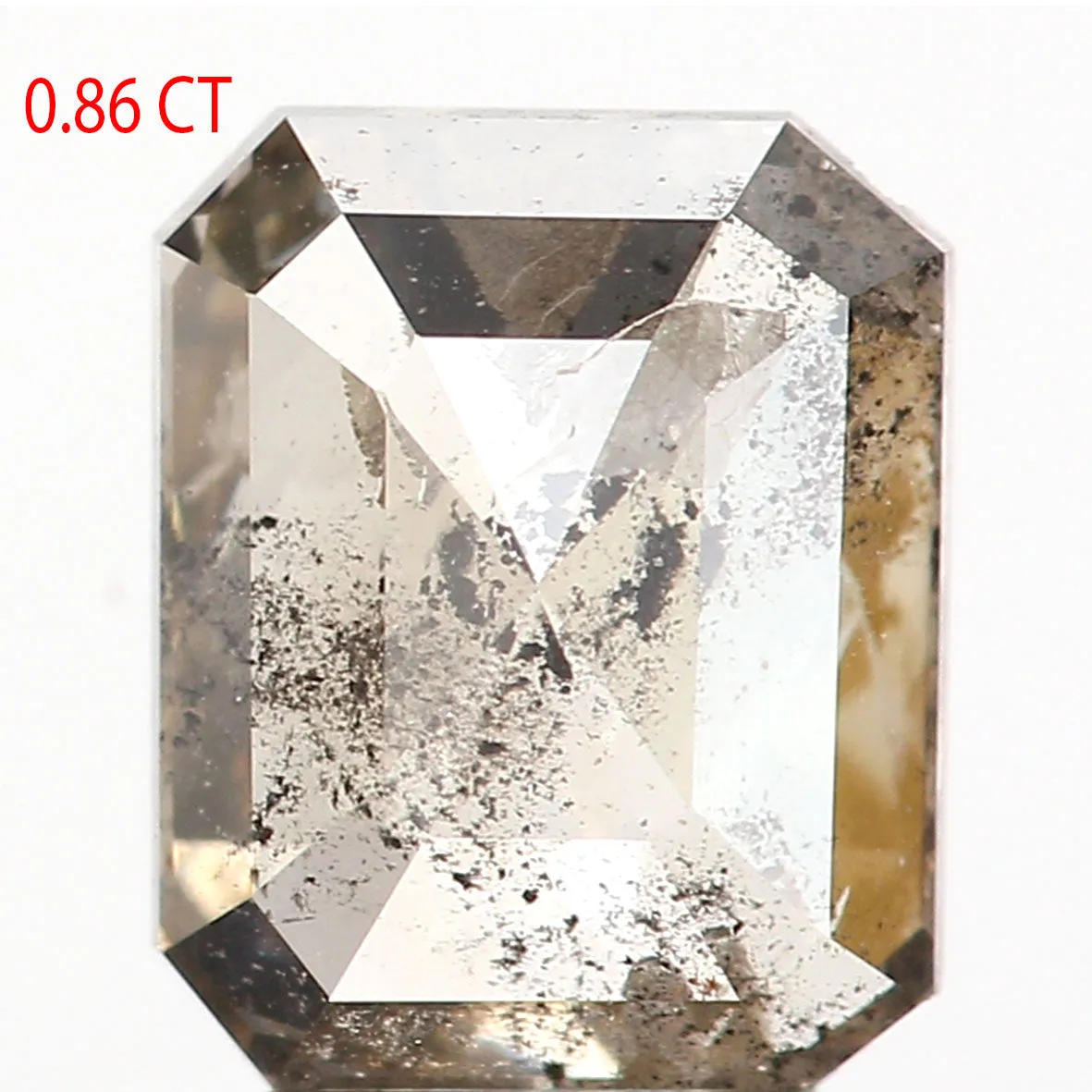 0.86 CT Natural Loose Emerald Shape Diamond Salt And Pepper Emerald Shape Diamond 6.10 MM Black Grey Color Emerald Rose Cut Diam