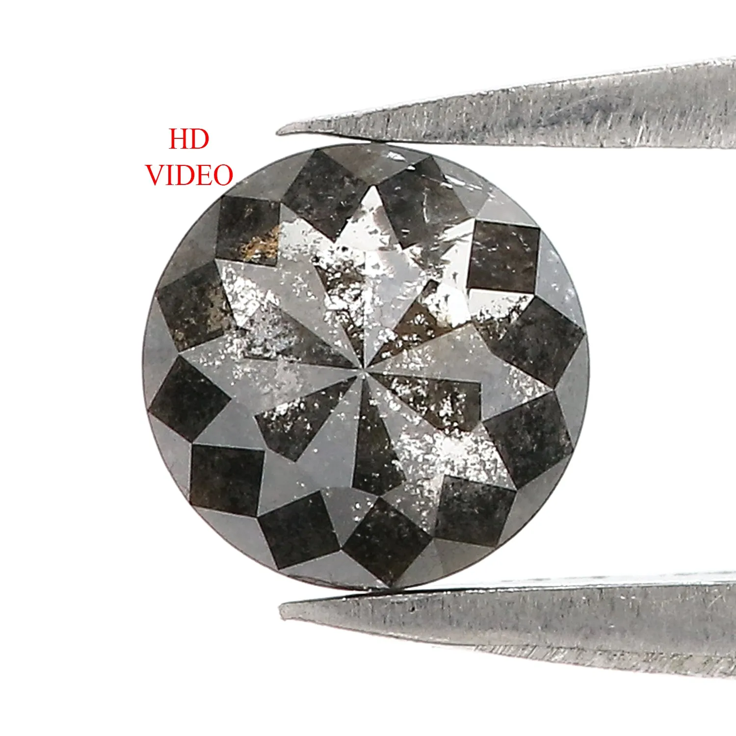 0.90 Ct Natural Loose Round Shape Diamond Salt And Pepper Diamond 5.85 MM Natural Diamond Black Grey Color Round Rose Cut Diamon