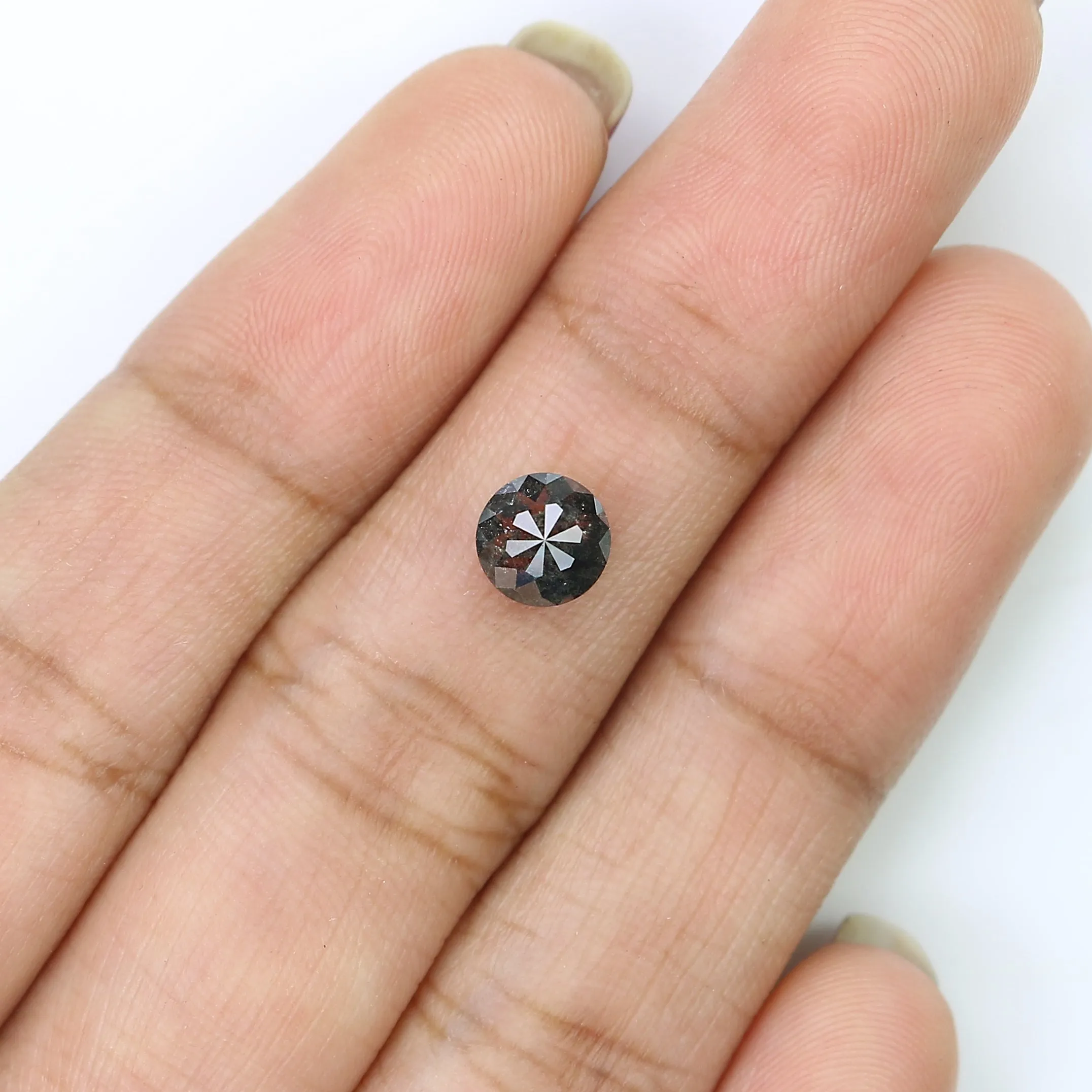 0.90 Ct Natural Loose Round Shape Diamond Salt And Pepper Diamond 5.85 MM Natural Diamond Black Grey Color Round Rose Cut Diamon