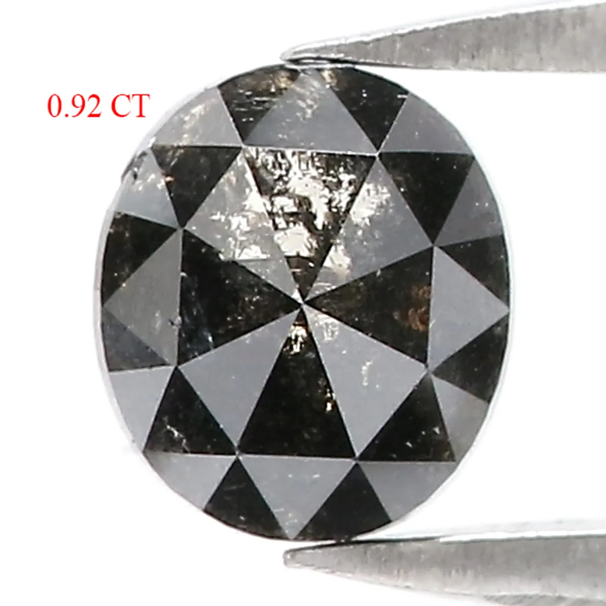 0.92 Natural Loose Oval Shape Diamond Salt And Pepper Oval Diamond 5.95 MM Natural Diamond Black Grey Color Oval Rose Cut Diamon