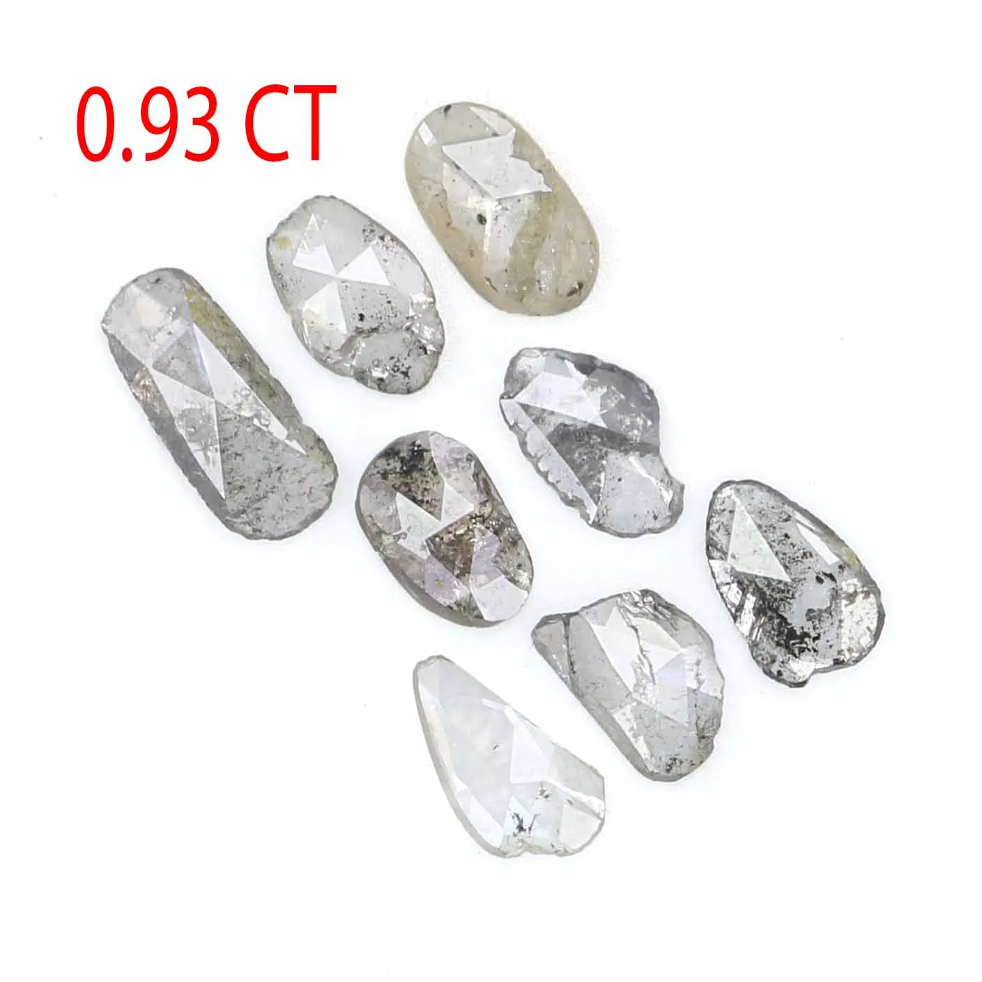 0.93 Ct Natural Loose Slice Shape Diamond Slice Salt And Pepper Diamond 4.65 MM Slice Natural Loose Diamond Slice Black Grey Dia