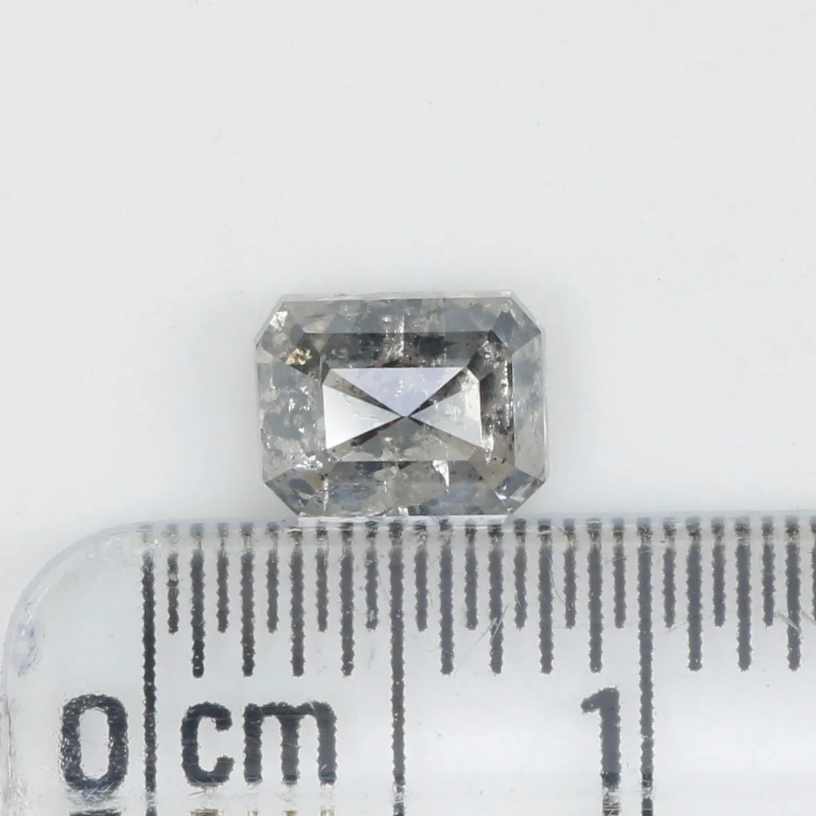 0.94 CT Natural Loose Emerald Shape Diamond Salt And Pepper Emerald Cut Diamond 5.90 MM Natural Black Grey Emerald Rose Cut Diam