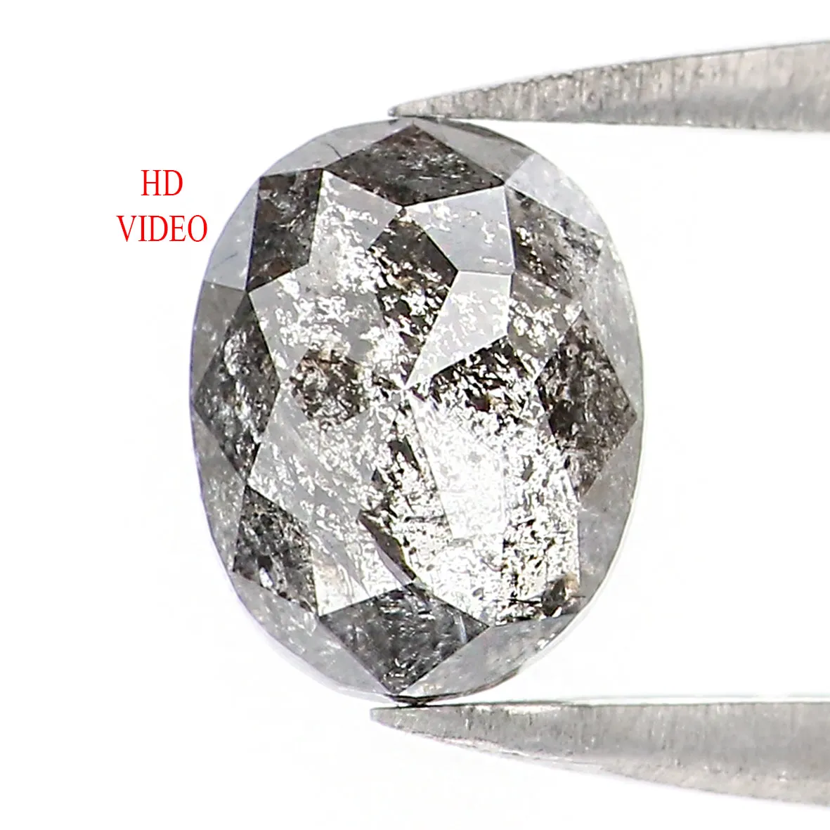 0.95 Ct Natural Loose Oval Shape Diamond Black Grey Color Diamond 6.80 MM Natural Loose Diamond Salt and Pepper Oval Shape Diamo