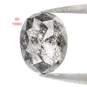 0.95 Ct Natural Loose Oval Shape Diamond Black Grey Color Diamond 6.80 MM Natural Loose Diamond Salt and Pepper Oval Shape Diamo