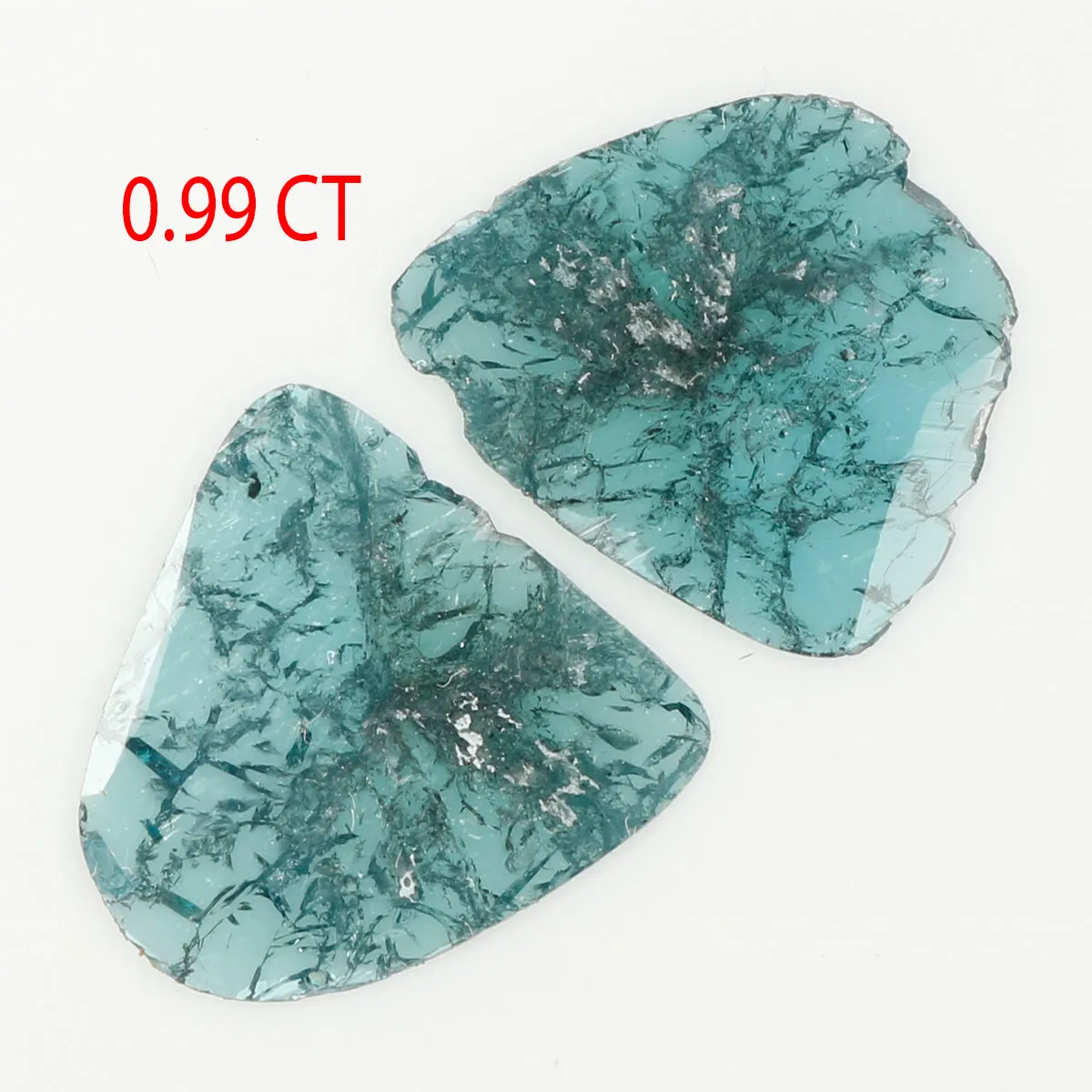 0.99 CT Natural Loose Slice Shape Diamond Blue Color Irregular Cut Slice Diamond 10.20 MM Natural Loose Blue Slice Rose Cut Diam