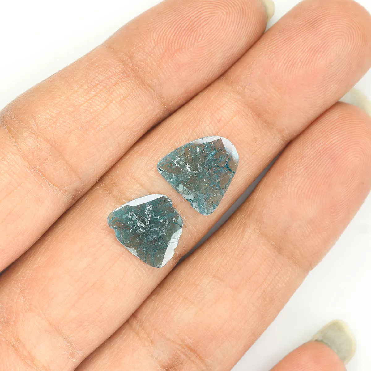 0.99 CT Natural Loose Slice Shape Diamond Blue Color Irregular Cut Slice Diamond 10.20 MM Natural Loose Blue Slice Rose Cut Diam