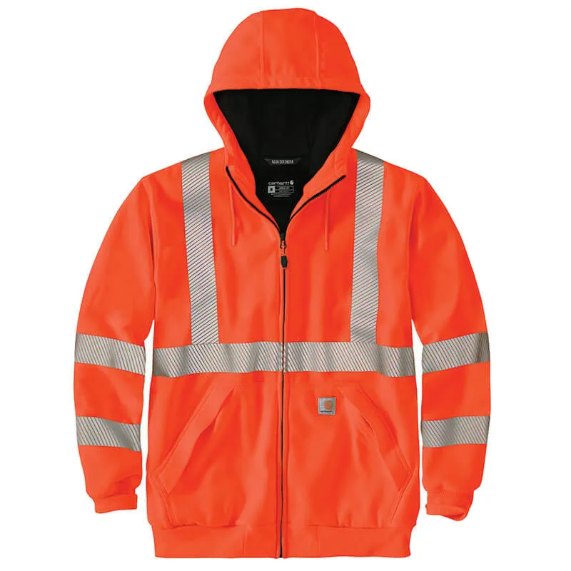 104988 - Carhartt Men's High Visibility Rain Defender Loose Fit Midweight Hooded Class 3 Sweatshirt