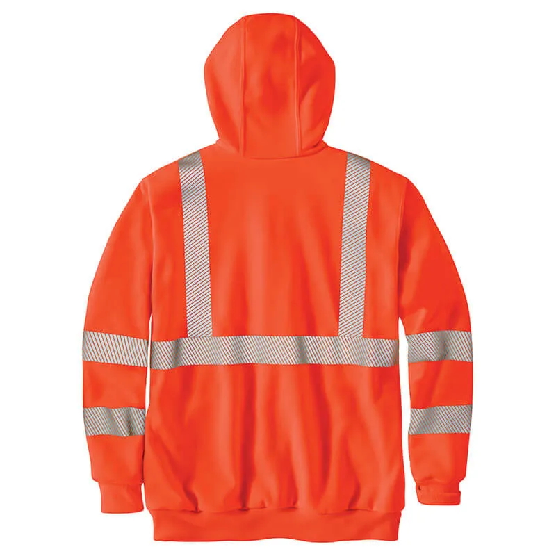 104988 - Carhartt Men's High Visibility Rain Defender Loose Fit Midweight Hooded Class 3 Sweatshirt