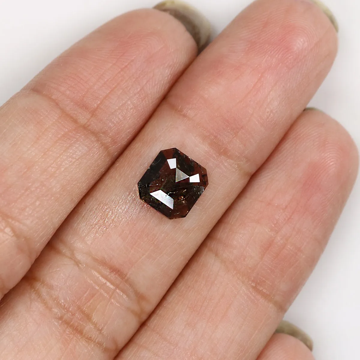 1.08 CT Natural Loose Radiant Shape Diamond Salt And Pepper Radiant Diamond 7.10 MM Natural Black Grey Color Radiant Rose Cut Di