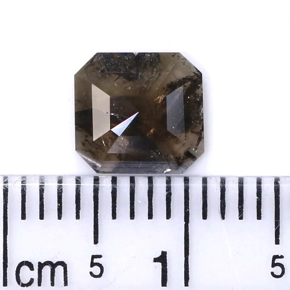 1.08 CT Natural Loose Radiant Shape Diamond Salt And Pepper Radiant Diamond 7.10 MM Natural Black Grey Color Radiant Rose Cut Di