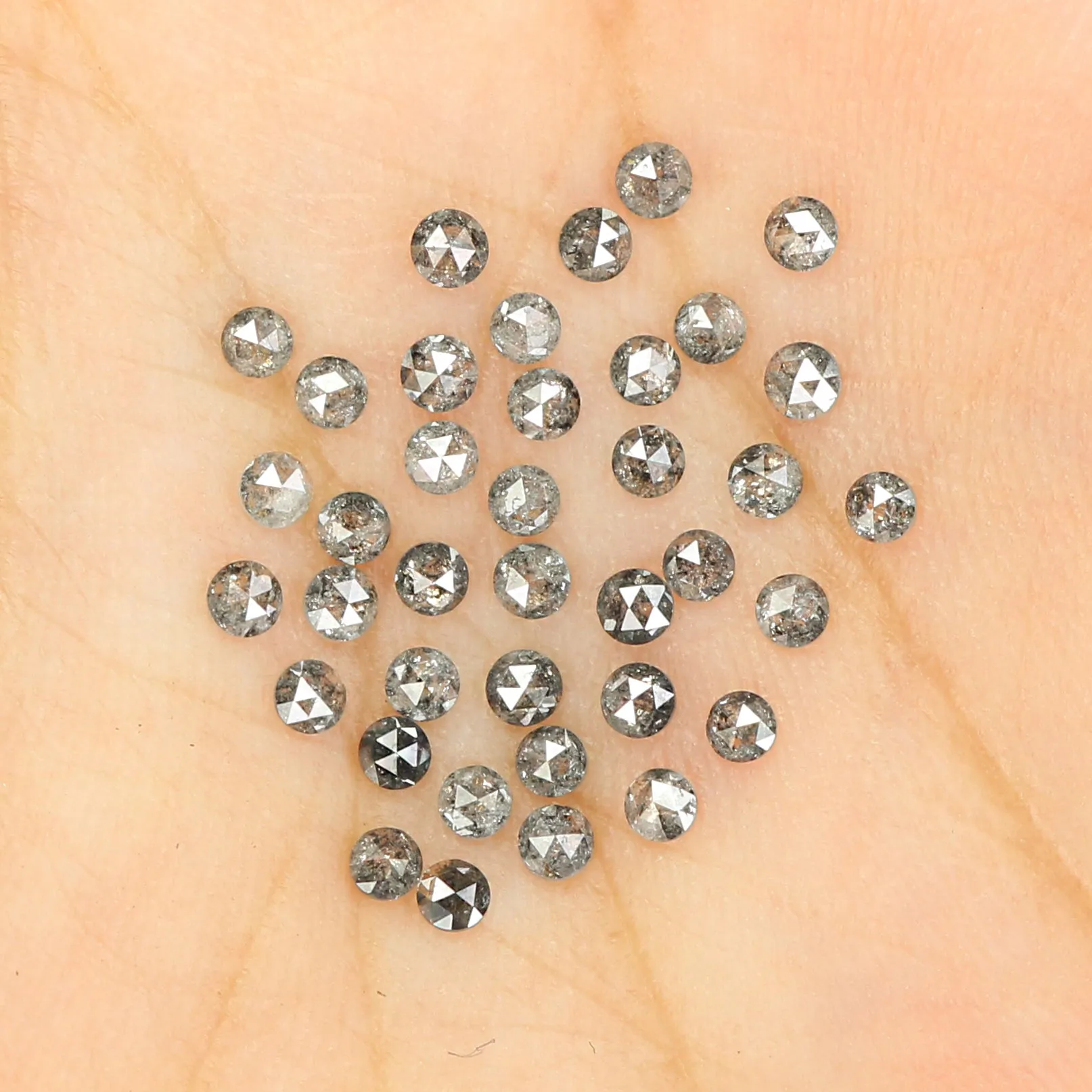 1.17 Ct Natural Loose Round Cut Diamond Salt And Pepper Diamond 1.80 MM Natural Loose Diamond Black Grey Color Round Rose Cut Di