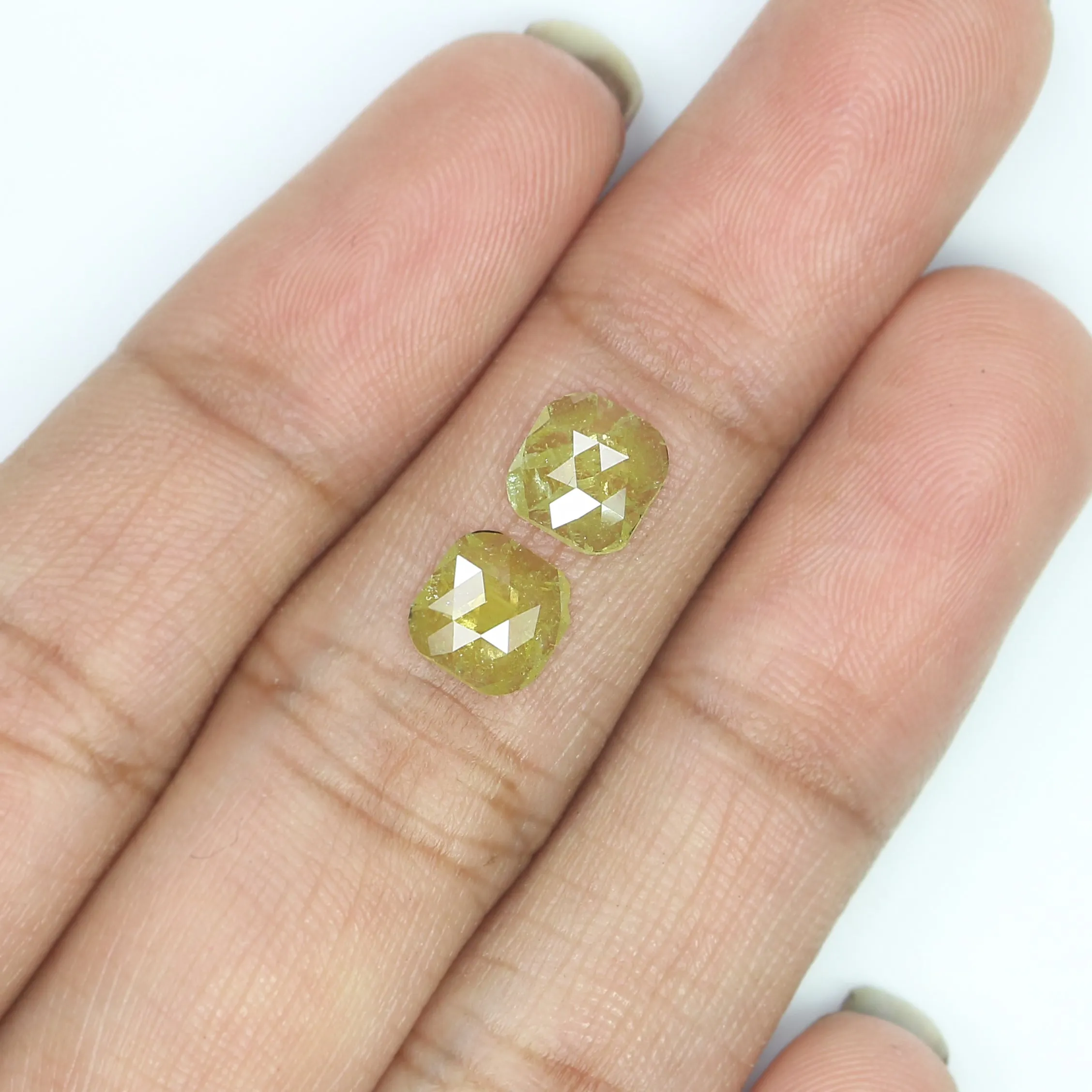 1.24 CT Natural Loose Cushion Shape Pair Diamond Yellow Color Cushion Rose Cut Diamond 6.25 MM Natural Loose Cushion Cut Pair Di