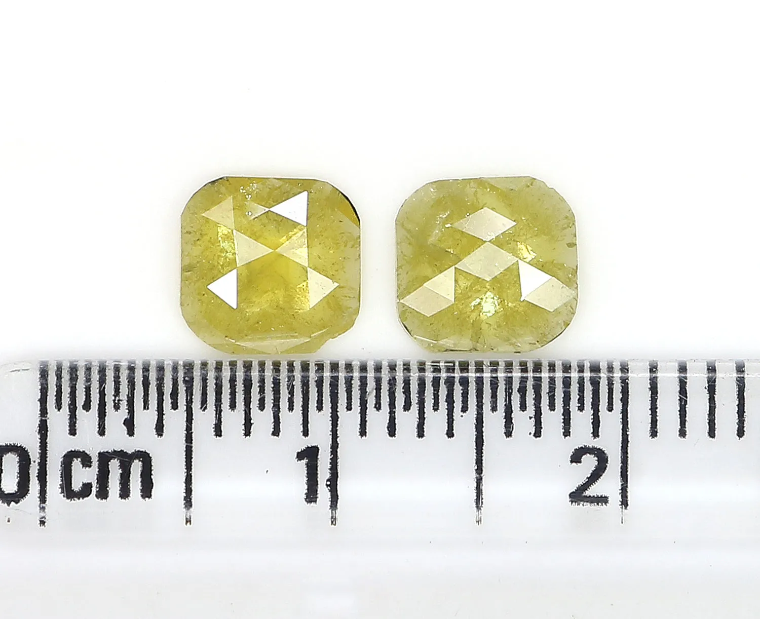 1.24 CT Natural Loose Cushion Shape Pair Diamond Yellow Color Cushion Rose Cut Diamond 6.25 MM Natural Loose Cushion Cut Pair Di