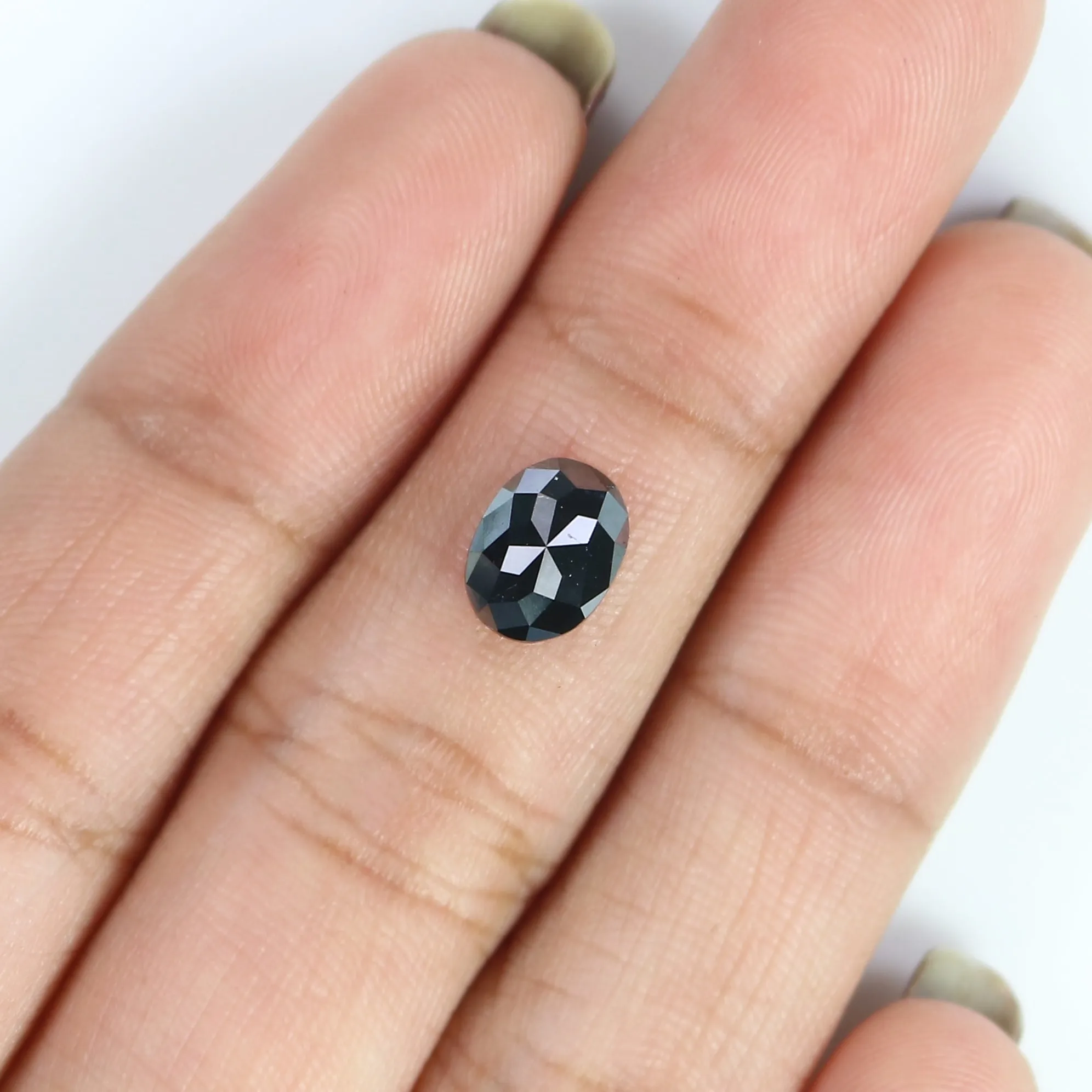 1.24 CT Natural Loose Oval Shape Diamond Black Oval Cut Diamond 7.75 MM Natural Loose Diamond Black Color Oval Shape Rose Cut Di