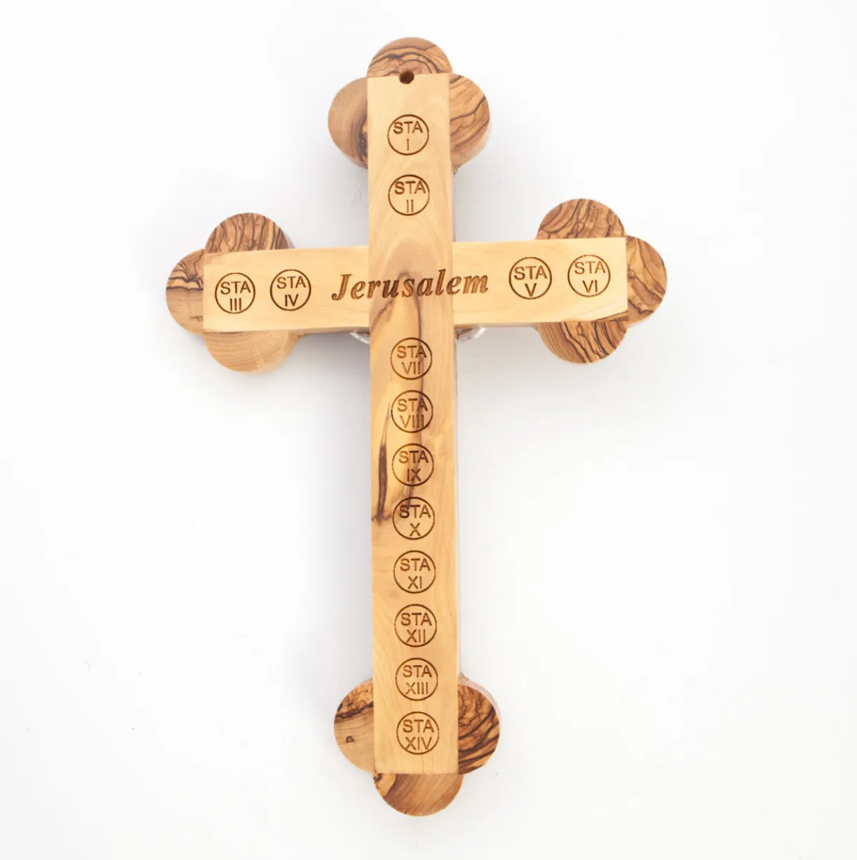 13.2 Wall Crucifix with 5 Holy Land Essences (Olive Wood and Mother of Pearl)