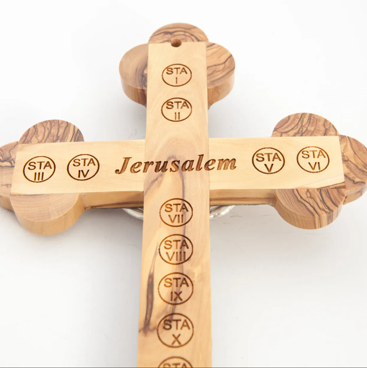 13.2 Wall Crucifix with 5 Holy Land Essences (Olive Wood and Mother of Pearl)