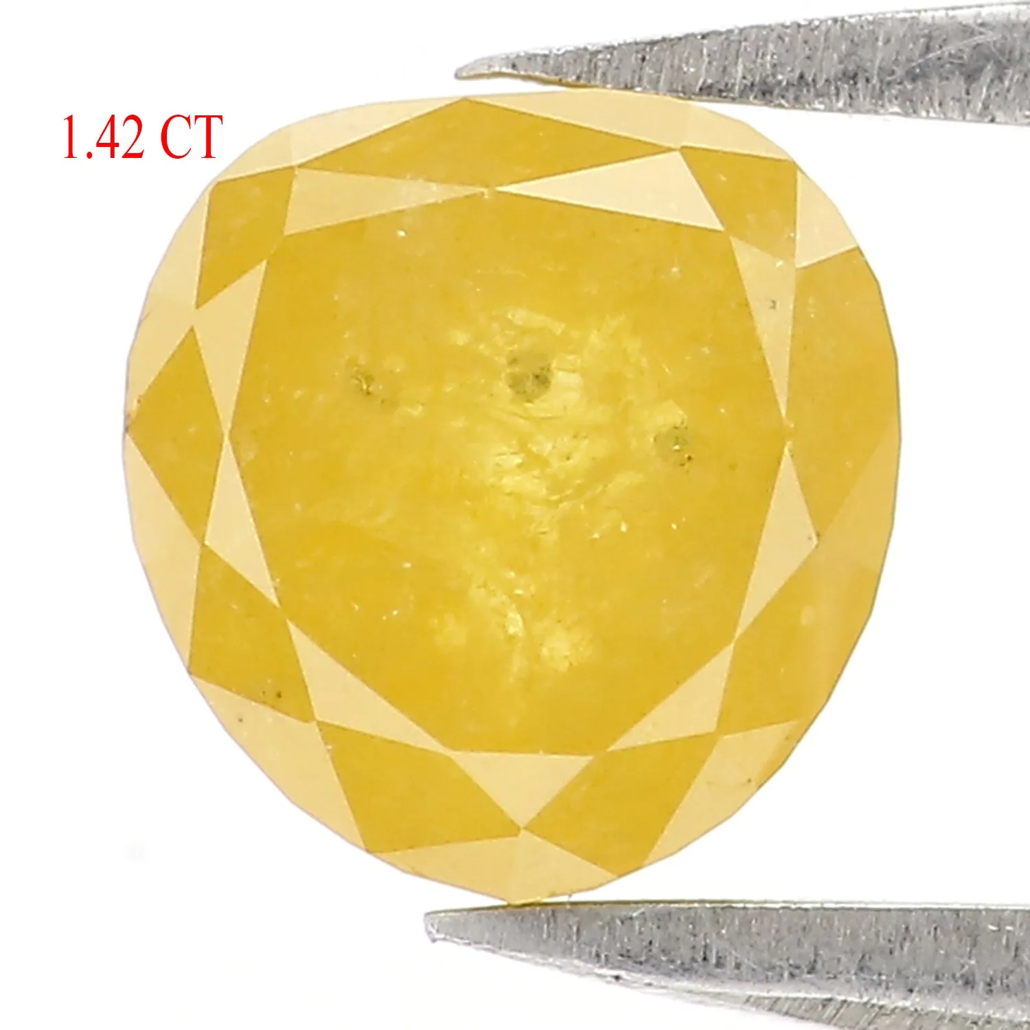 1.42 CT Natural Loose Heart Shape Diamond Yellow Color Heart Cut Diamond 6.40 MM Natural Loose Yellow Diamond Heart Rose Cut Dia