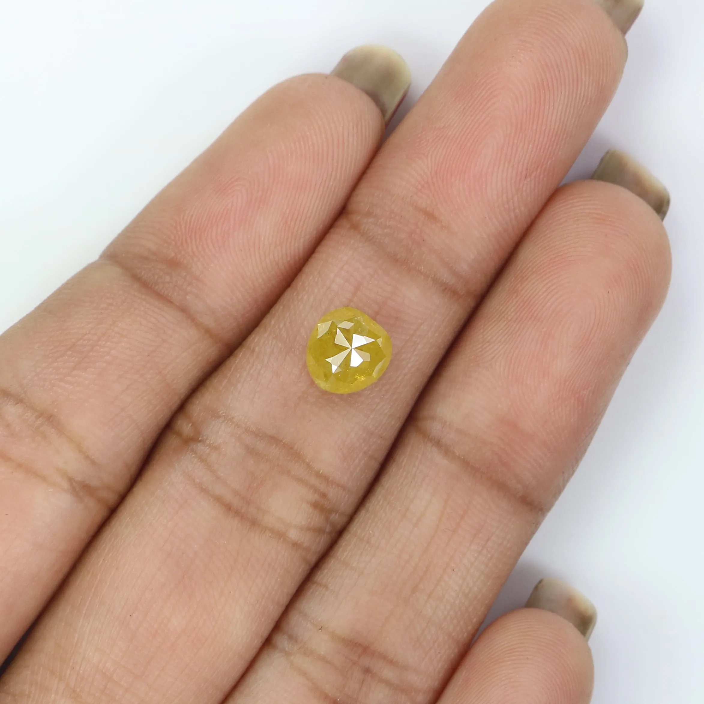 1.42 CT Natural Loose Heart Shape Diamond Yellow Color Heart Cut Diamond 6.40 MM Natural Loose Yellow Diamond Heart Rose Cut Dia