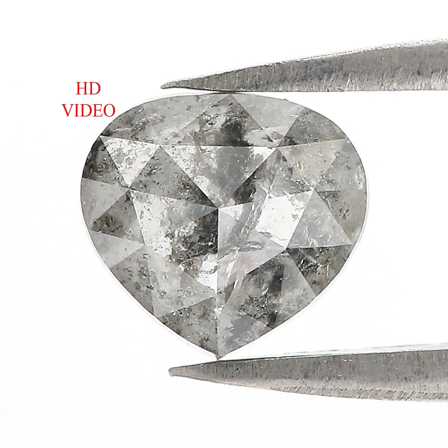 1.46 Ct Natural Loose Heart Shape Diamond Salt And Pepper Diamond 6.80 MM Natural Diamond Black Grey Color Heart Rose Cut Diamon