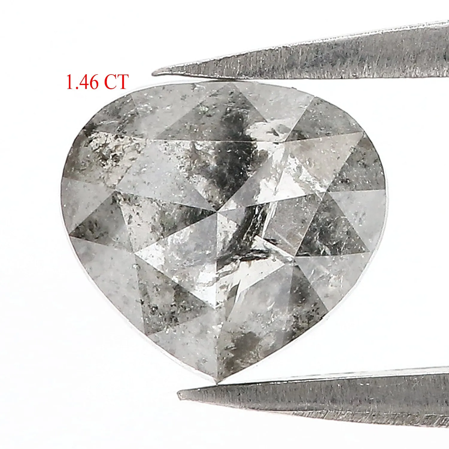 1.46 Ct Natural Loose Heart Shape Diamond Salt And Pepper Diamond 6.80 MM Natural Diamond Black Grey Color Heart Rose Cut Diamon