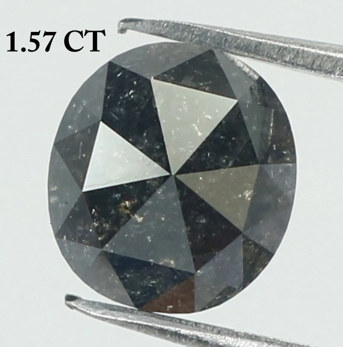 1.57 CT Natural Loose Oval Shape Diamond Black Loose Oval Shape Diamond 6.90 MM Natural Loose Black Color Oval Rose Cut Diamond 