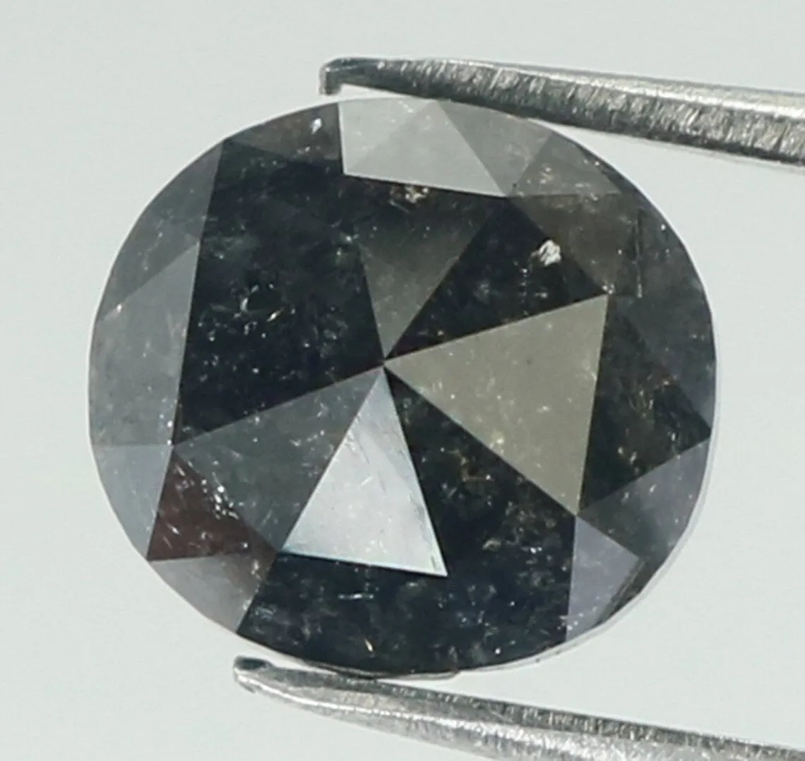 1.57 CT Natural Loose Oval Shape Diamond Black Loose Oval Shape Diamond 6.90 MM Natural Loose Black Color Oval Rose Cut Diamond 