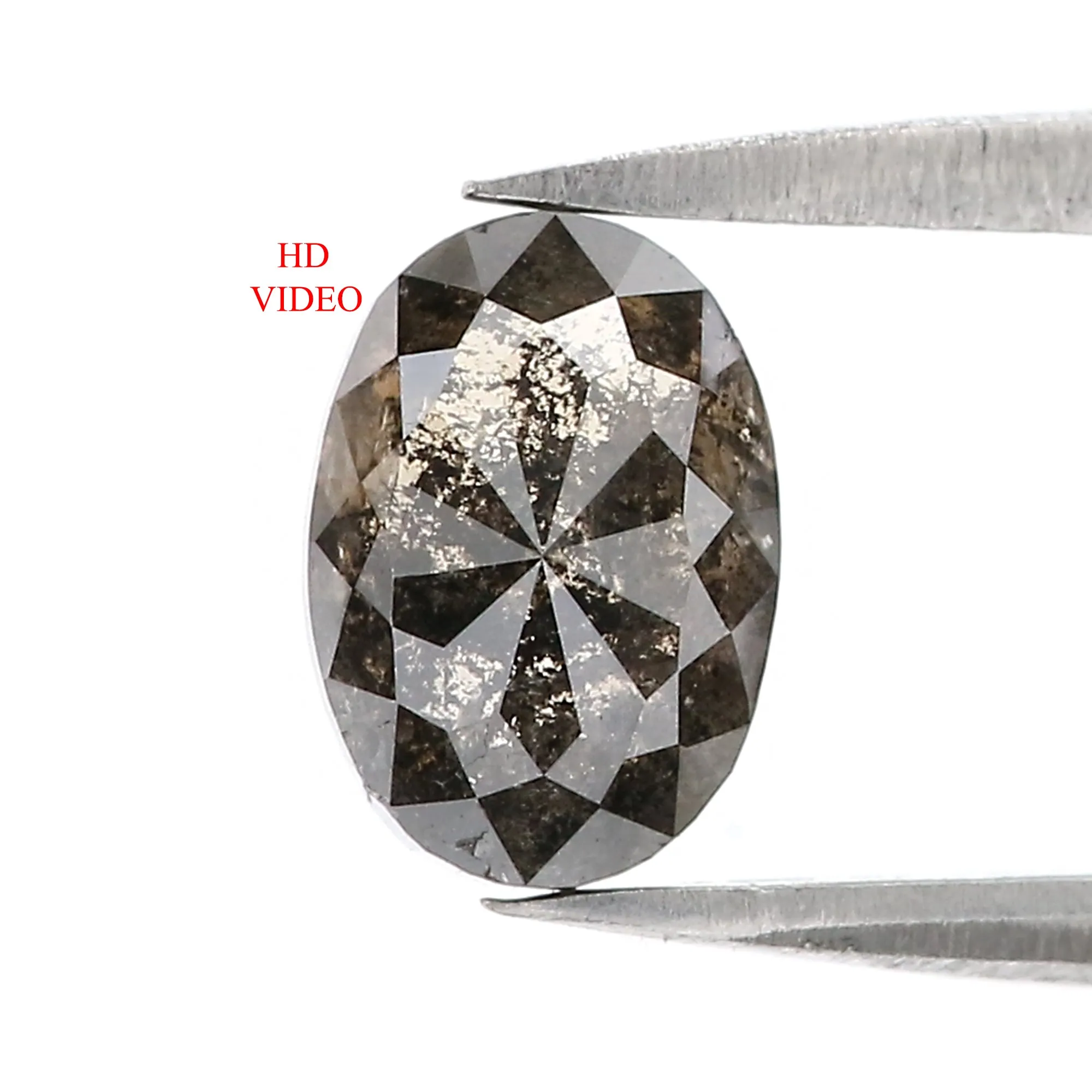 1.65 Ct Natural Loose Oval Shape Diamond Salt And Pepper Oval Cut Diamond 8.05 MM Natural Loose Diamond Oval Shape Rose Cut Diam