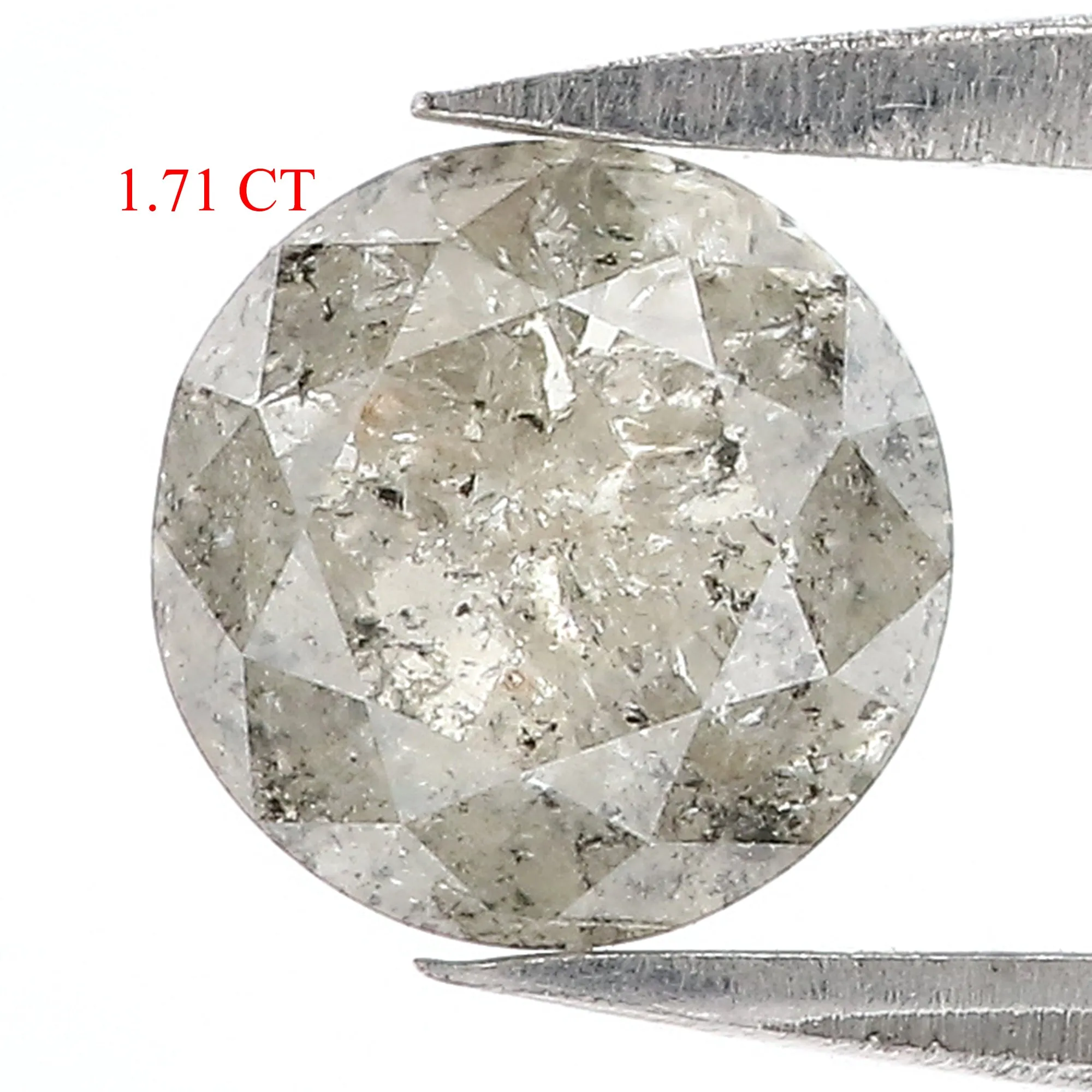 1.71 CT Natural Loose Round Rose Cut Diamond Salt And Pepper Round Diamond 6.90 MM Natural Loose Grey Color Round Rose Cut Diamo