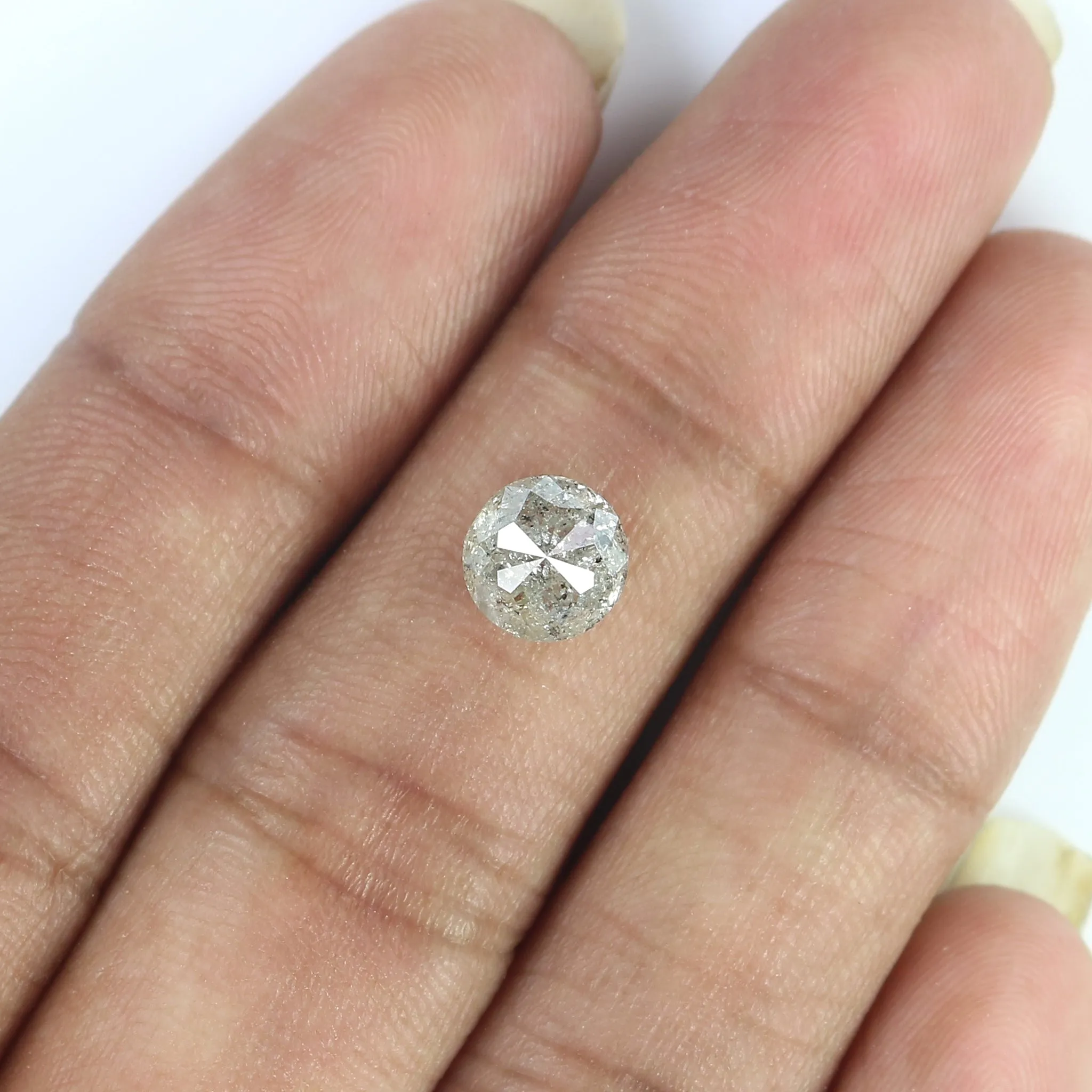 1.71 CT Natural Loose Round Rose Cut Diamond Salt And Pepper Round Diamond 6.90 MM Natural Loose Grey Color Round Rose Cut Diamo