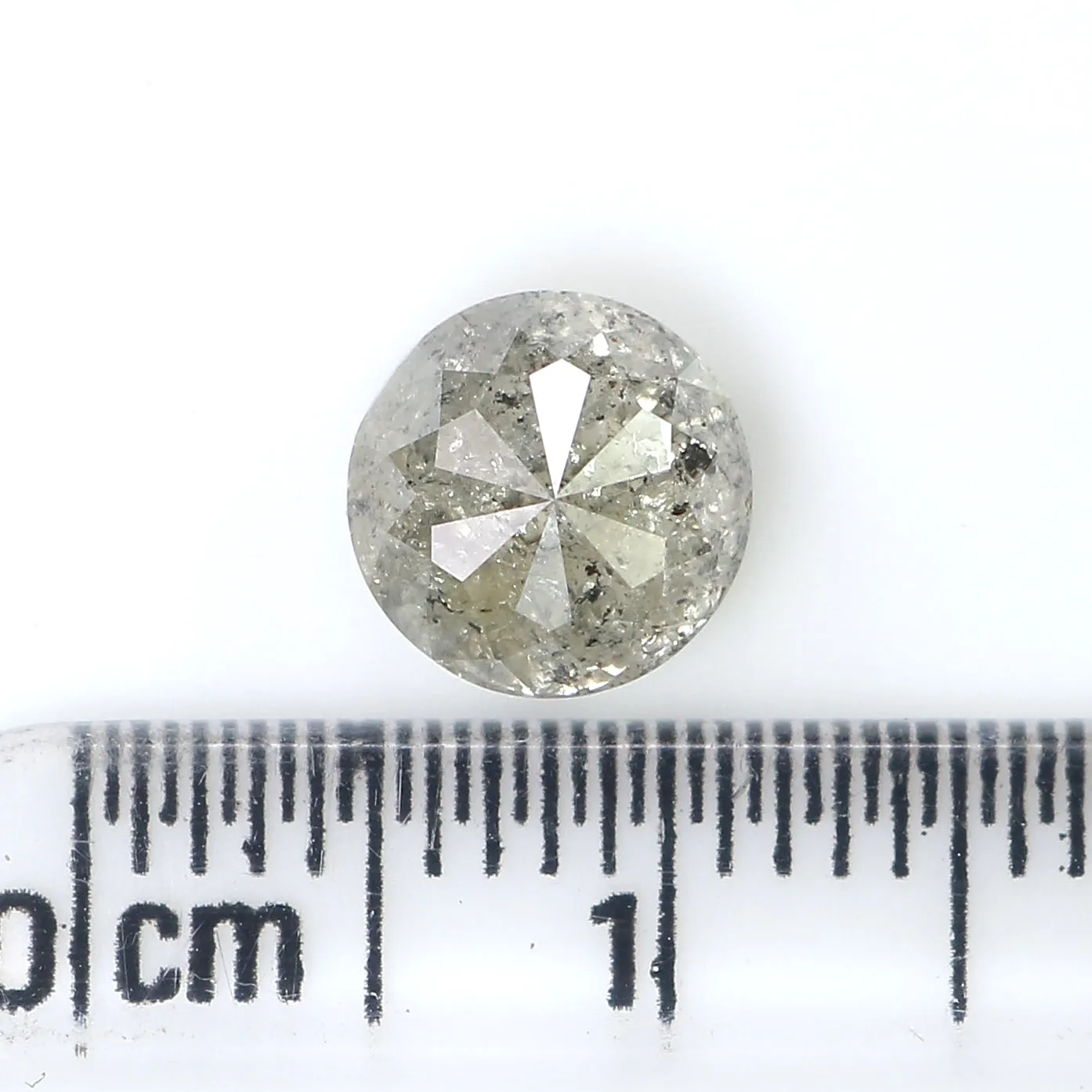 1.71 CT Natural Loose Round Rose Cut Diamond Salt And Pepper Round Diamond 6.90 MM Natural Loose Grey Color Round Rose Cut Diamo