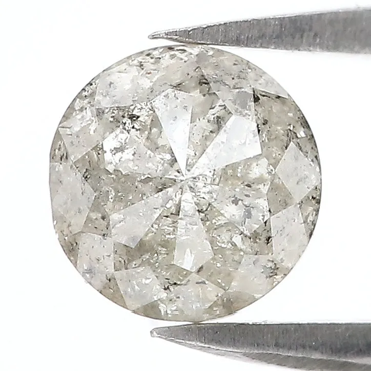 1.71 CT Natural Loose Round Rose Cut Diamond Salt And Pepper Round Diamond 6.90 MM Natural Loose Grey Color Round Rose Cut Diamo